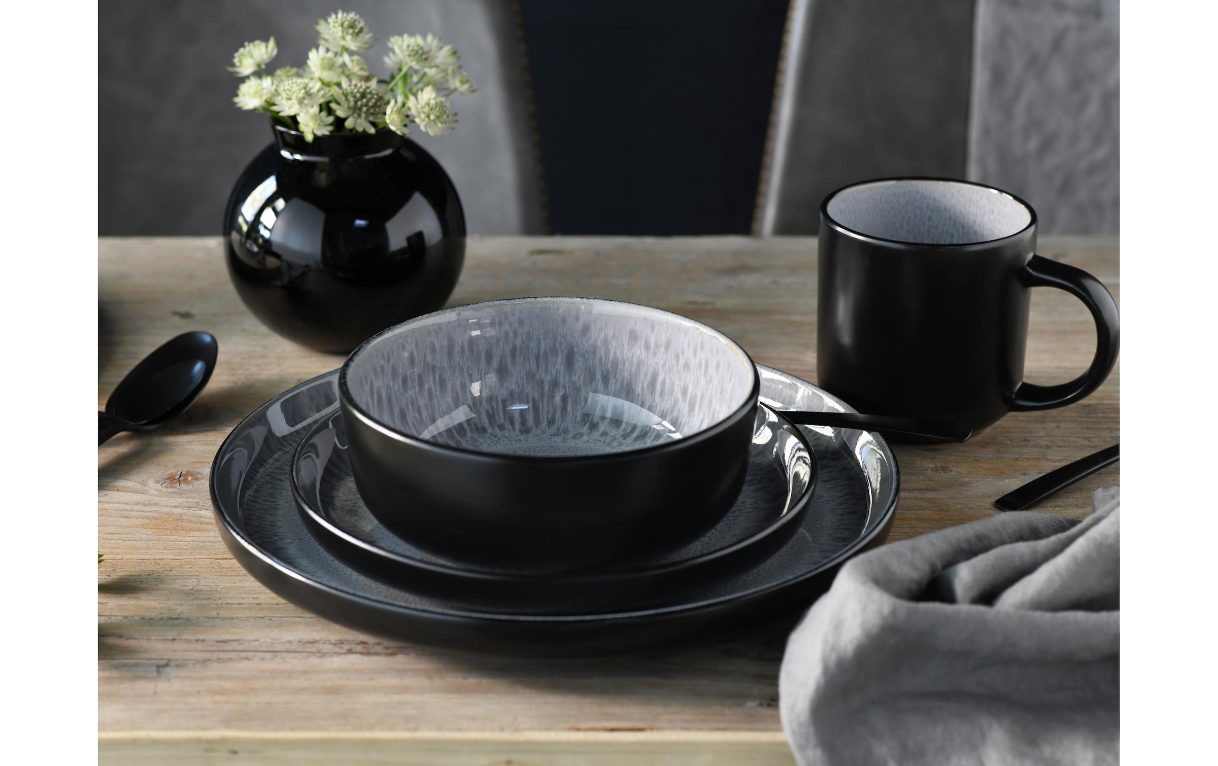 CreaTable Suppenteller »Teller-Set Grau/Schwarz«