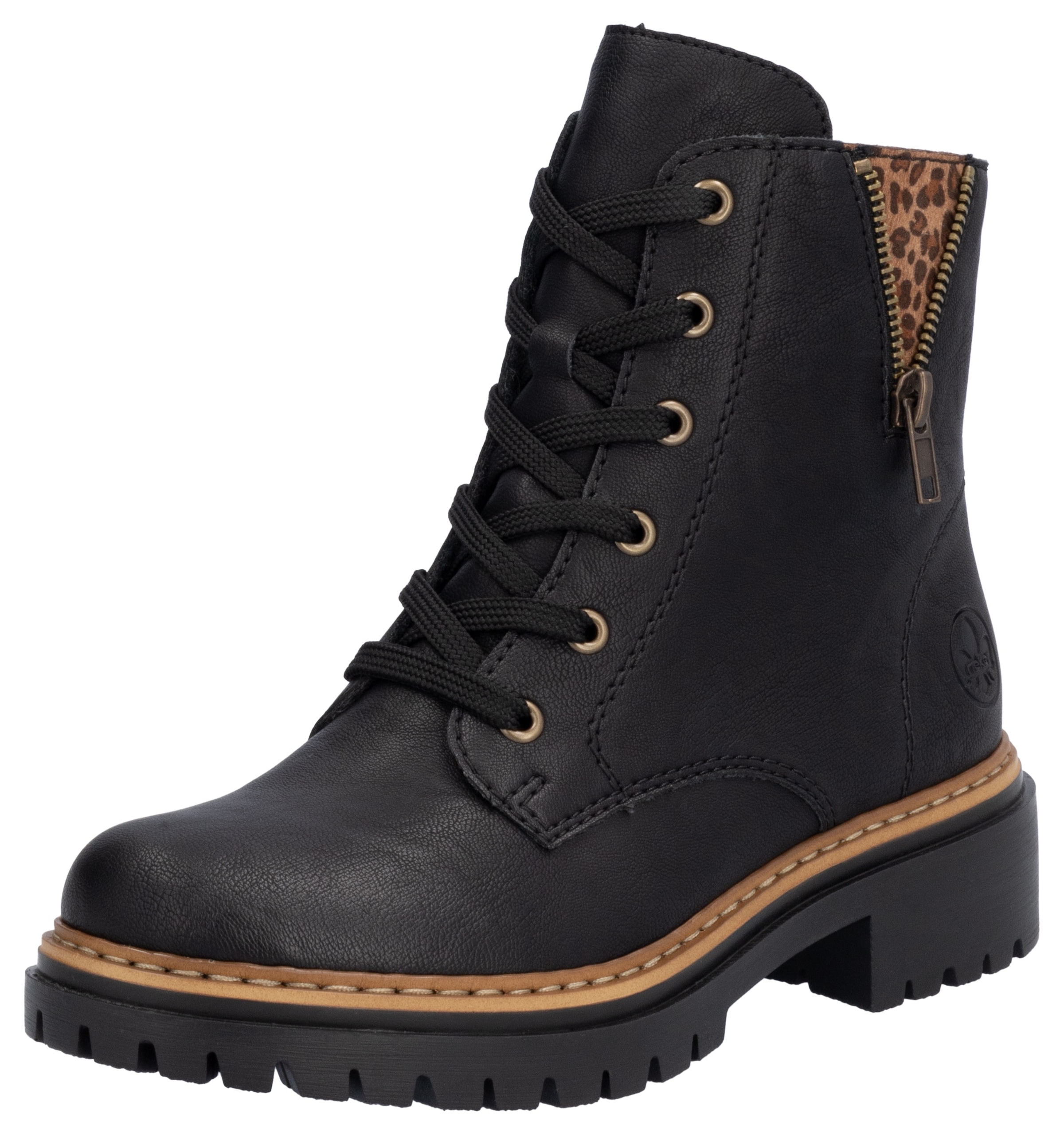 Image of Rieker Schnürstiefelette Schnürboots, Blockabsatz, mit praktischem Innenreissverschluss