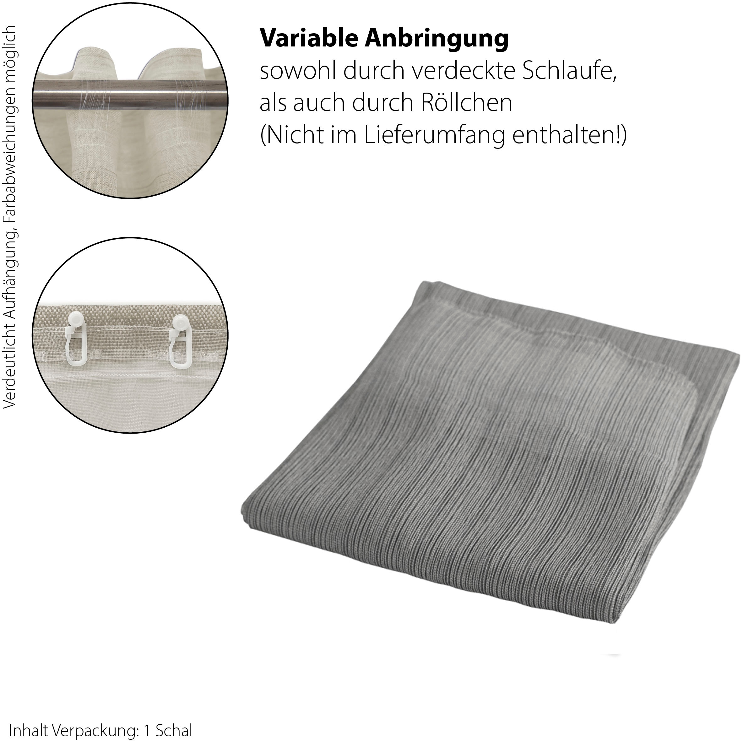 HOMING Gardine »Nian« verdeckte Schlaufen 1 Stk. tlg. Fertigschal