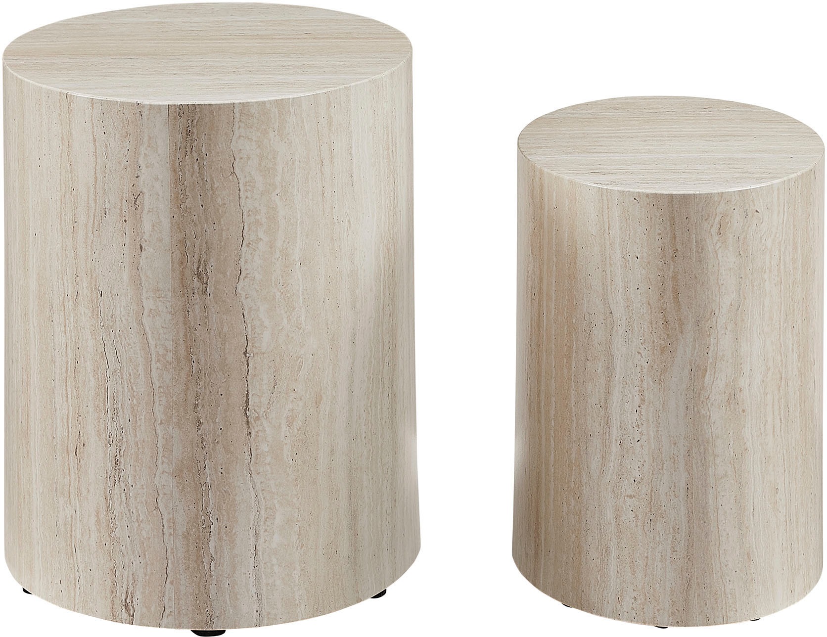 SalesFever Couchtisch »Almeria - Stilvoller Couch- und Beistelltisch«, (Set, 2 St., 2er Set), oval, in Travertinoptik