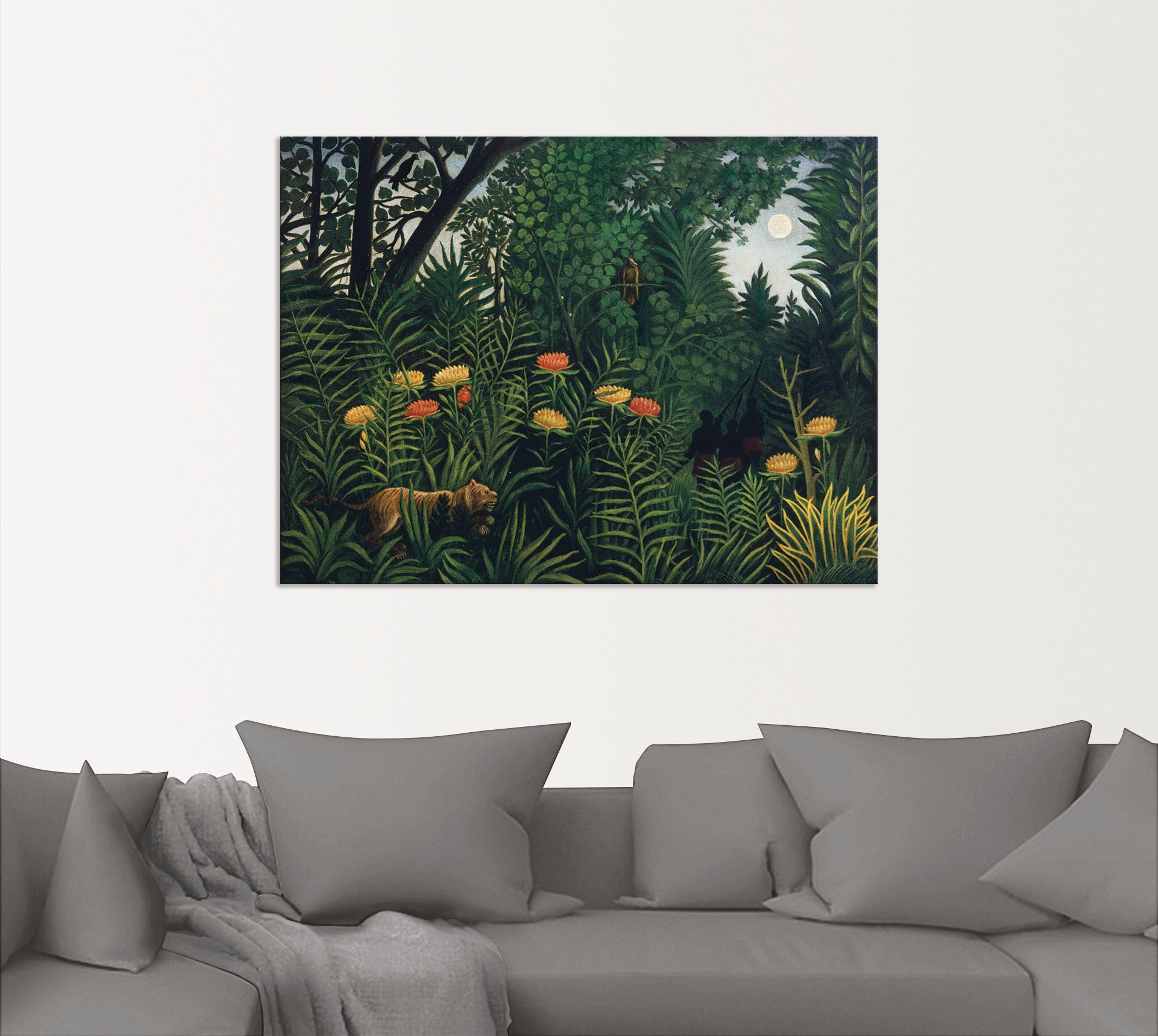 Artland Wandbild »Urwald mit Tiger und Jägern. Um 1907.«, Wald, (1 St.), als Alubild, Outdoorbild, Leinwandbild, Poster in verschied. Grössen