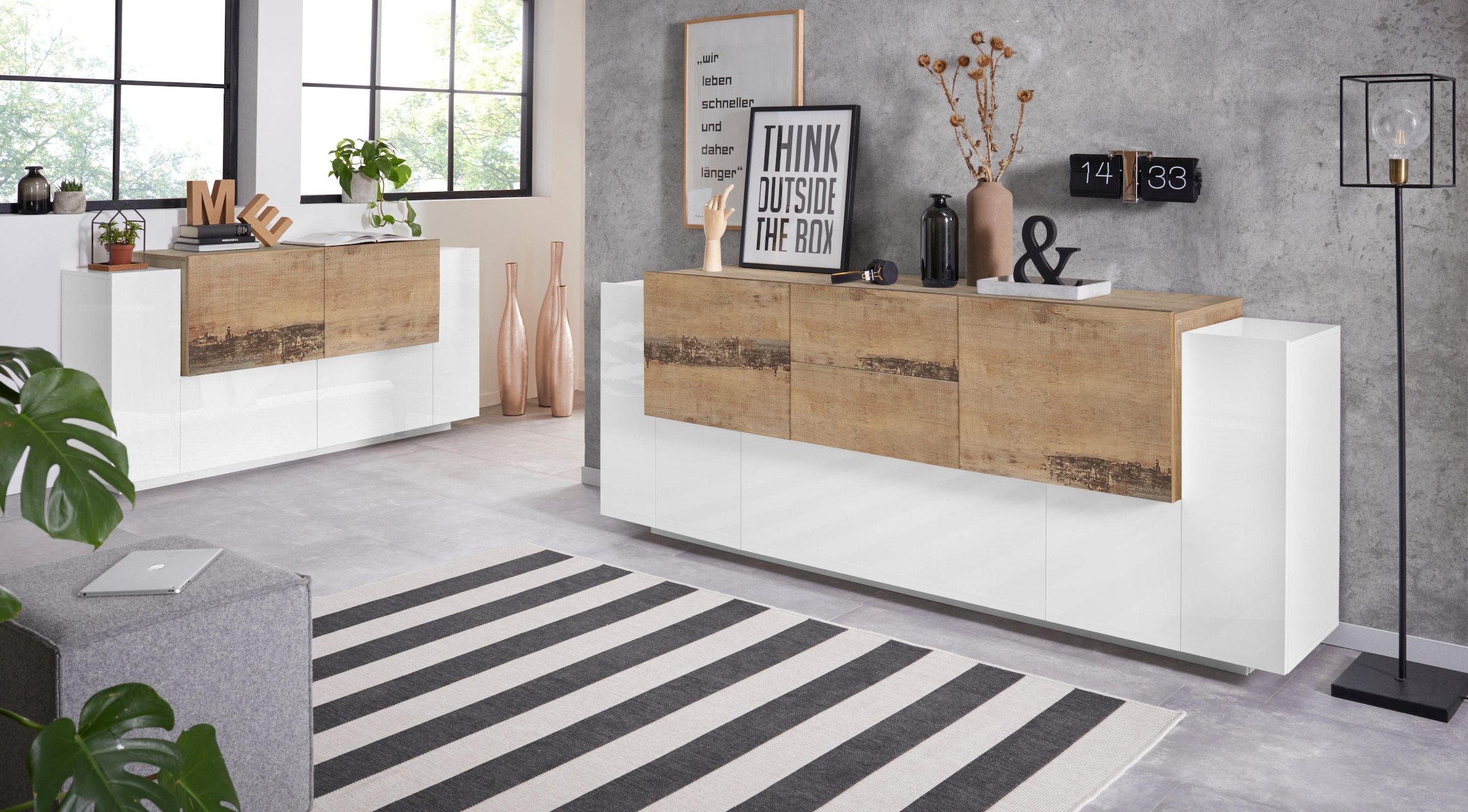 INOSIGN Sideboard »Coro, Kommode, Schrank, Kredenz, grifflos mit Einlegeböden«, 4 Türen, Doppeltiefe, B/T/H 160x86x45cm