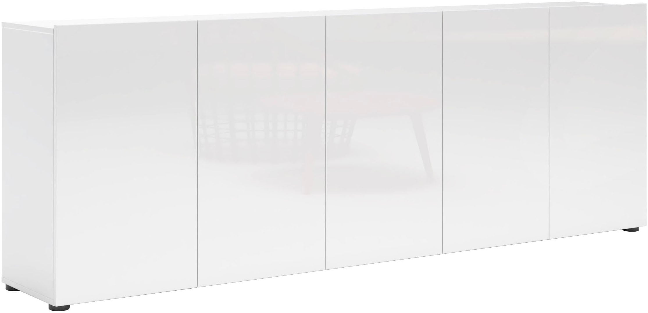 Image of Home affaire Sideboard "MISTER – Schrank, Kommode, 225 cm breit, 80 cm hoch, Made in Italy" komplett Hochglanz lackiert, 5 Türen, 6 Fächer