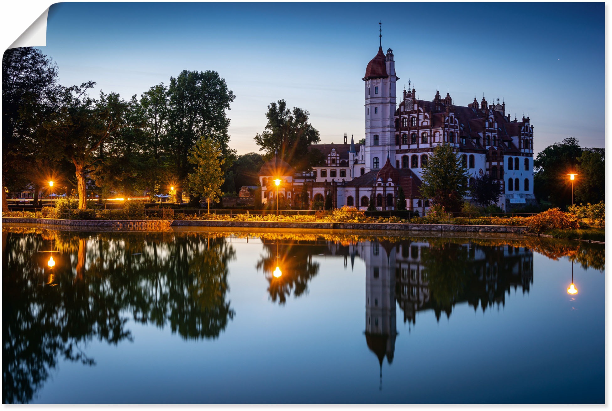 Image of Artland Wandbild »Schloss in Basedow«, Gebäude, (1 St.), in vielen Grössen & Produktarten - Alubild / Outdoorbild für den Aussenbereich, Leinwandbild, Poster, Wandaufkleber / Wandtattoo auch für Badezimmer geeignet bei Ackermann Versand Schweiz