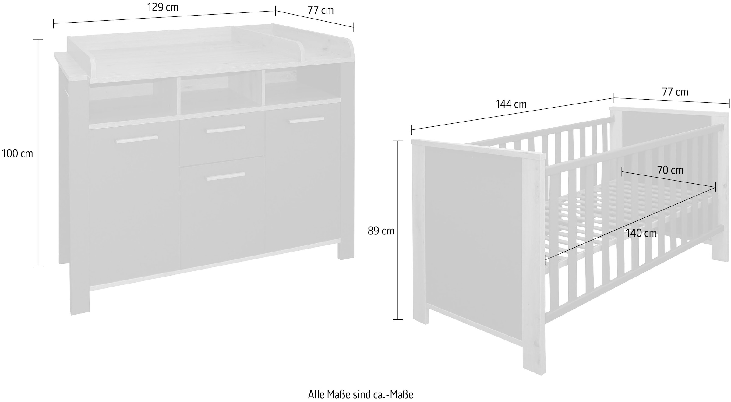 Mäusbacher Babymöbel-Set »Tom«, (2 tlg., Wiko/Bett)