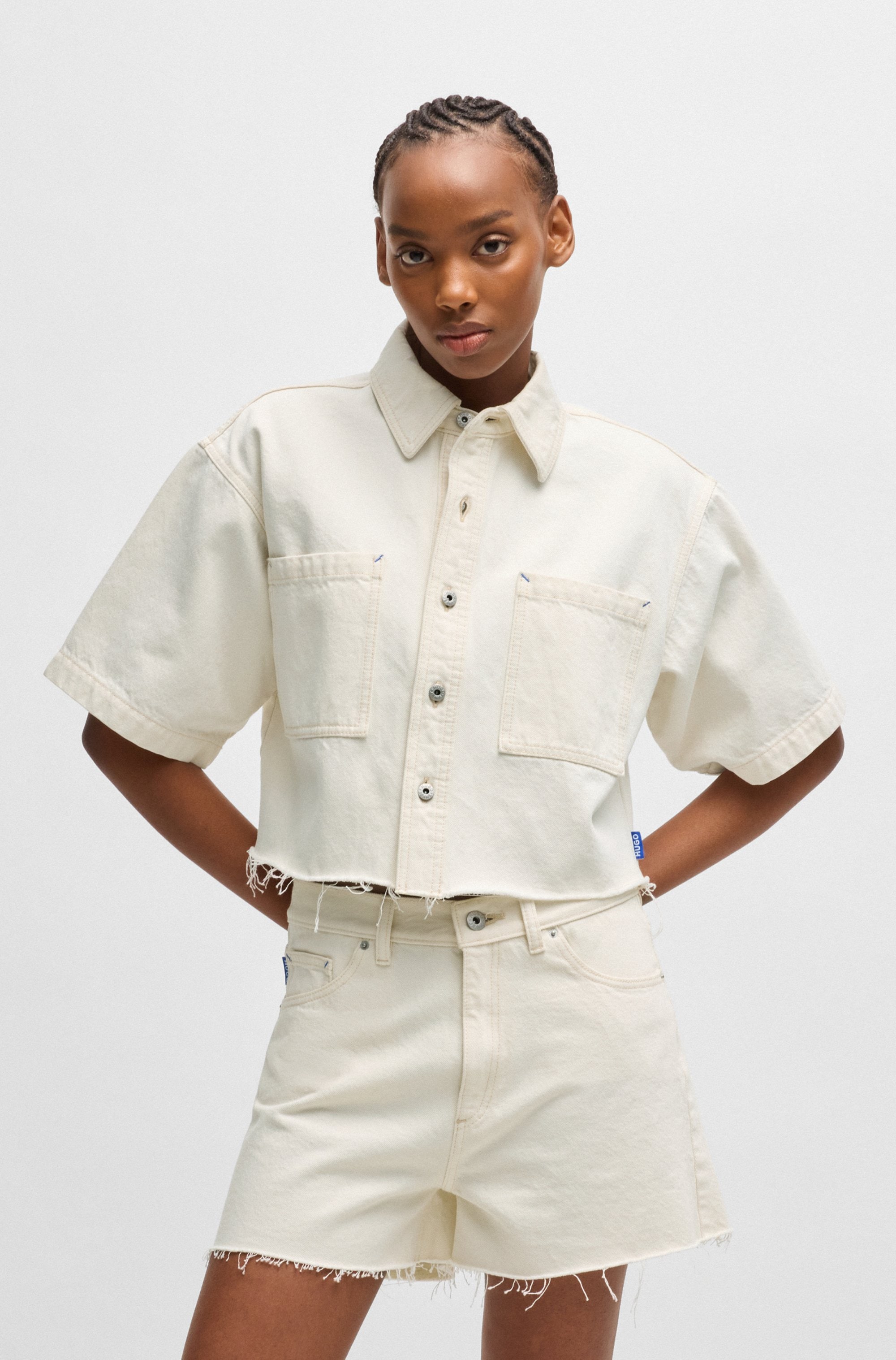 Image of HUGO Jeansbluse "Getecna" mit geschnittenem Saum