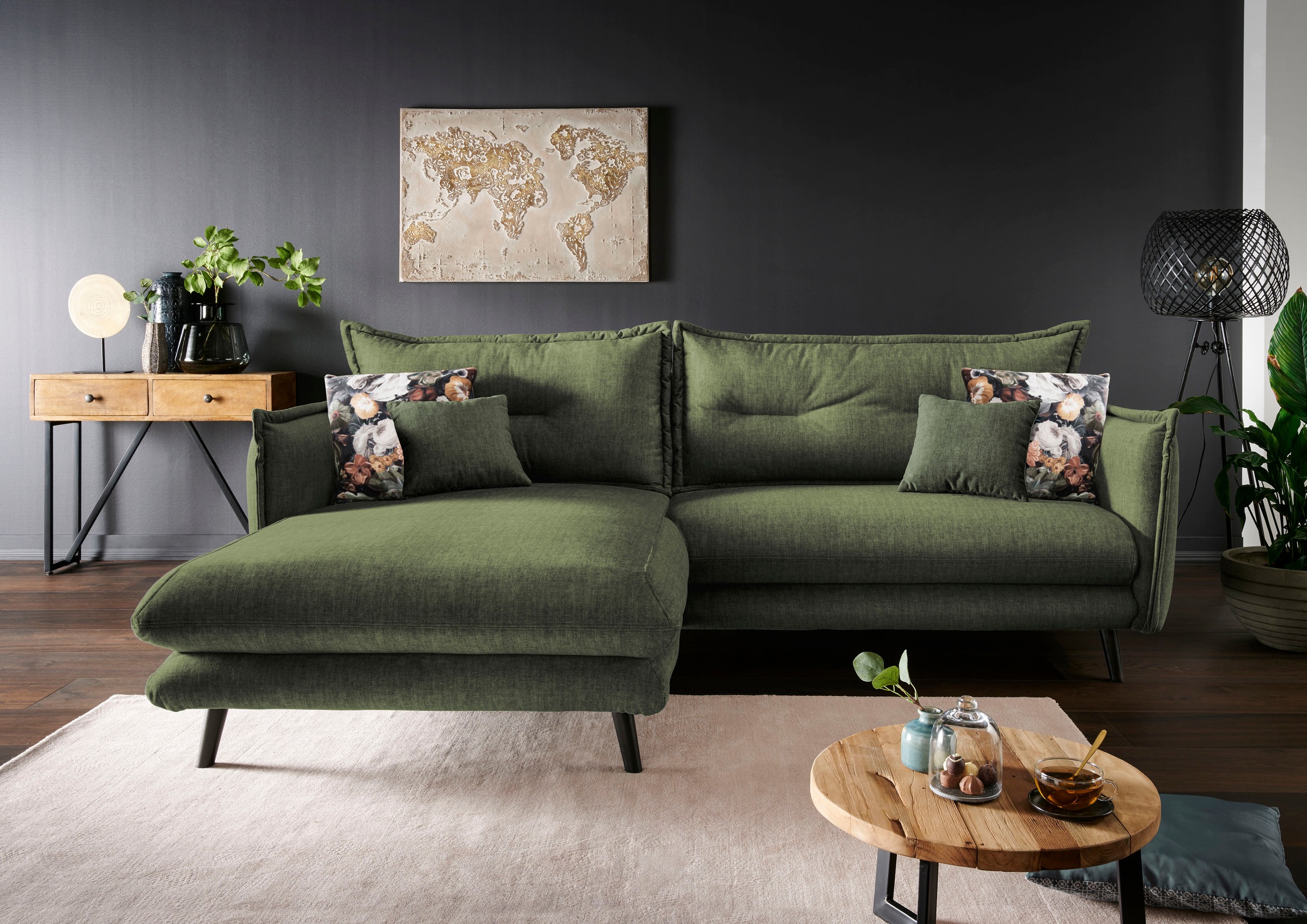 Image of Home affaire Ecksofa "Lazio modern und bequem, schmale Armlehnen, tolle Detailverarbeitung" zwei verschiedene Fussfarben wählbar