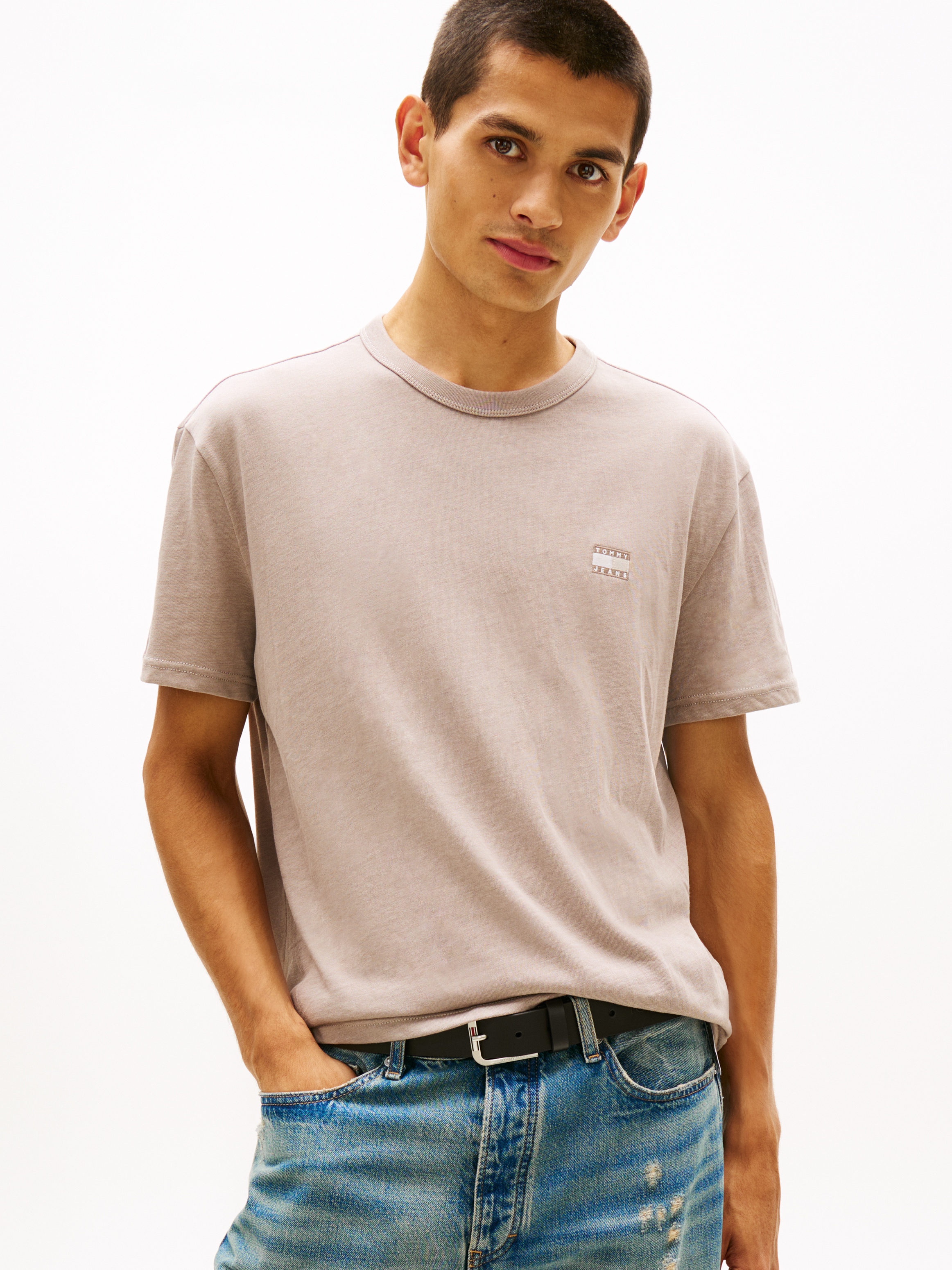 Image of Tommy Jeans T-Shirt "TJM REG BADGE" Rundhals, Jersey, meliert, regular fit