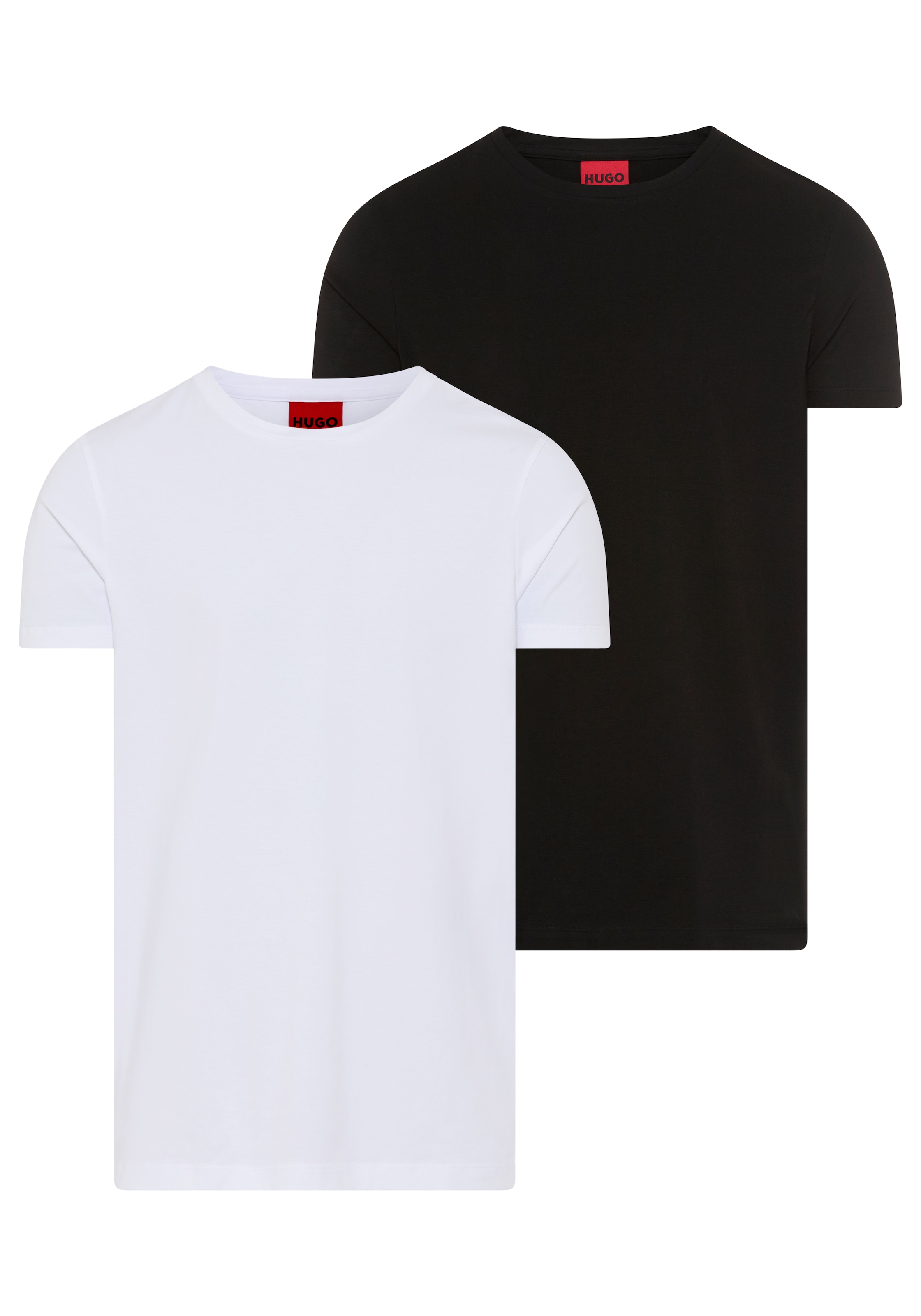 Image of HUGO T-Shirt "HUGO-Round" Packung, 2er, Rundhalsausschnitt, Slim-Fit, HUGO Logo-Druck