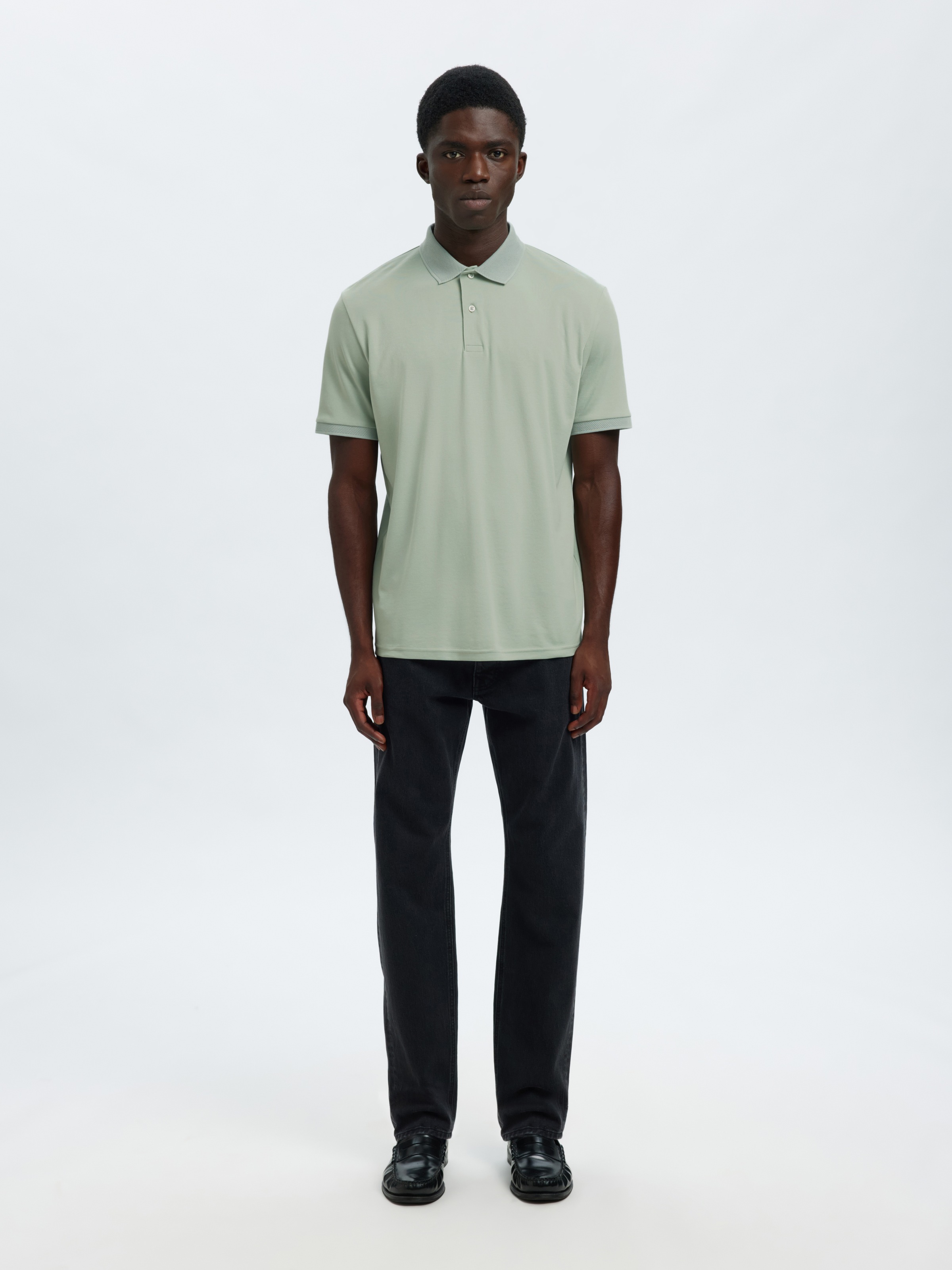 SELECTED Polo »SLHFAVE BUTTON SS POLO NOOS« mélange coton, coupe régulière