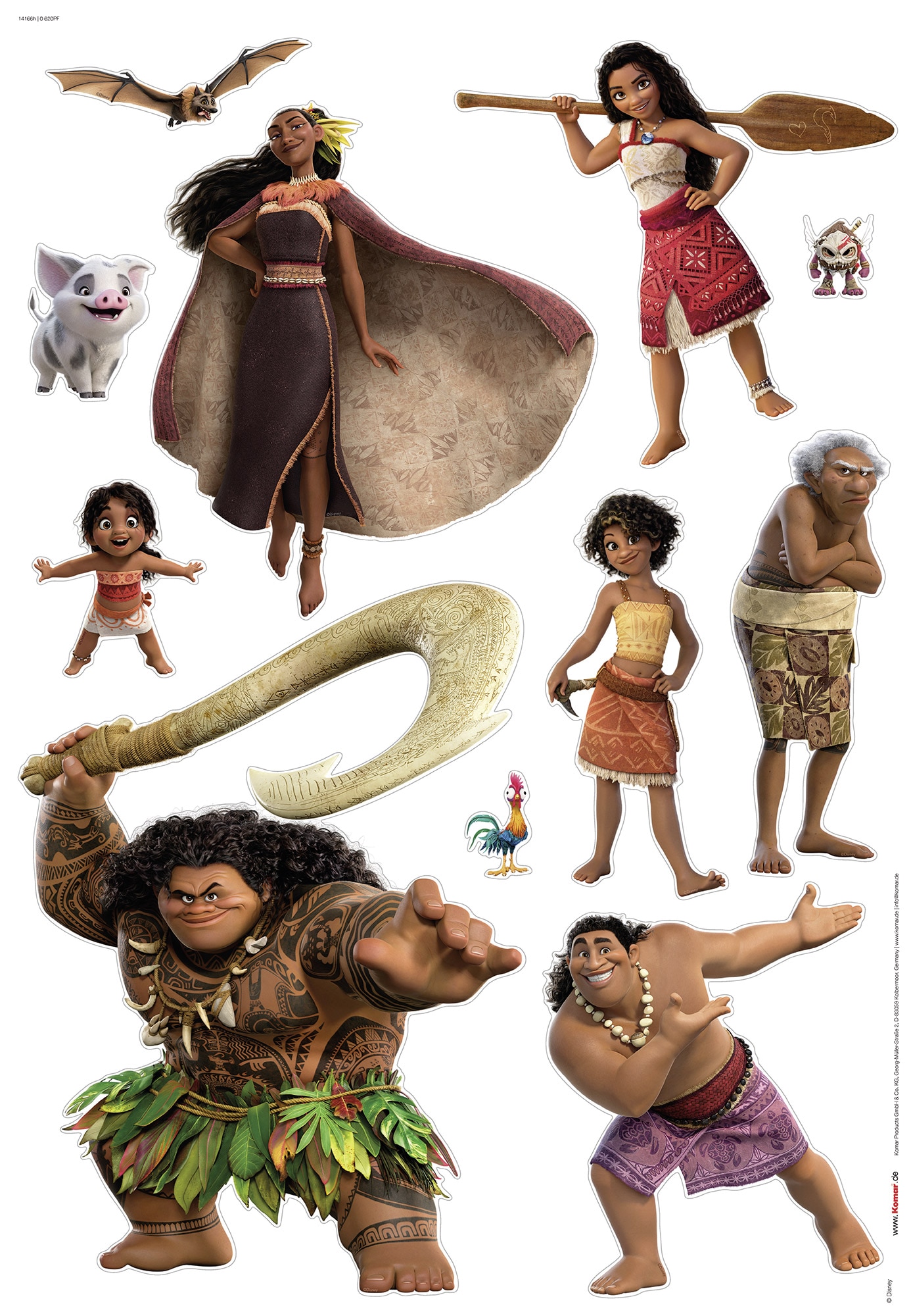 Komar Wandtattoo »Disney Moana 2 Family« 50 x 70 cm (Breite x Höhe) - Kinderzimmer, Wandsticker