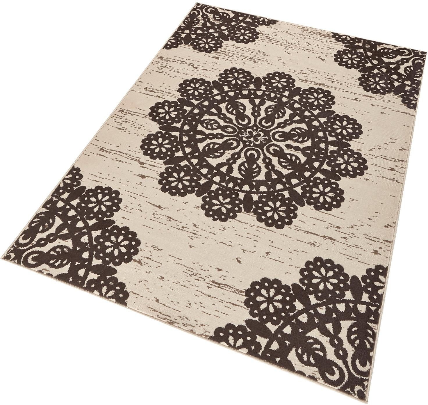 Image of HANSE Home Teppich »Lace«, rechteckig, 9 mm Höhe, Kurzflor, Florales Motiv, ringsum gekettelt, Wohnzimmer, Schlafzimmer, Arbeitszimmer, Robust, Pflegleicht, Mandala bei Ackermann Versand Schweiz