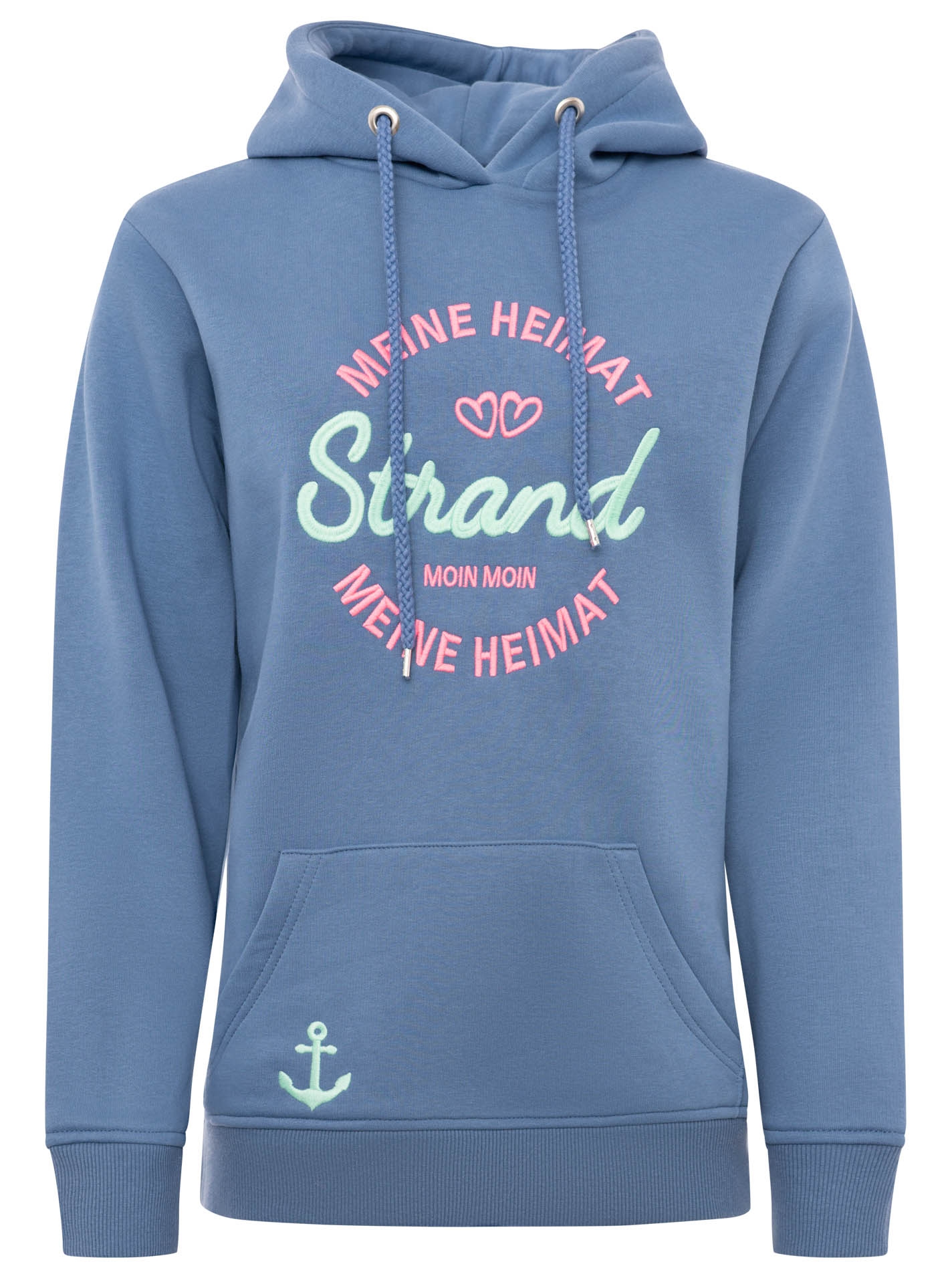 Zwillingsherz Hoodie »"Meine Heimat"«, mit aufgesticktem "Strand"-Schriftzug vorne und hinten
