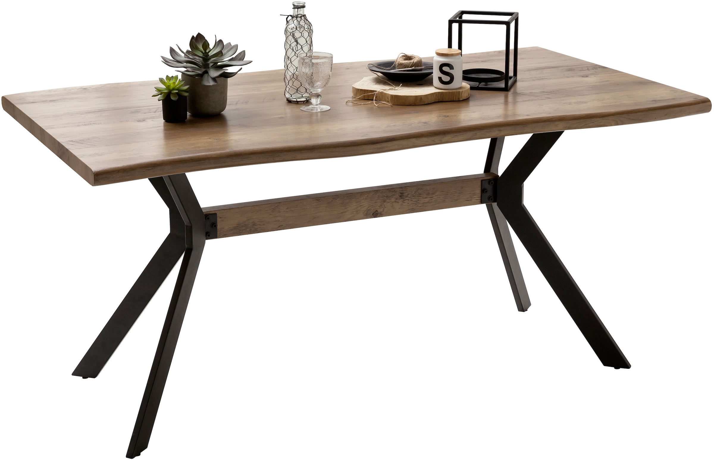 MCA furniture Esstisch »KERALA Vierfusstisch mit Baumkante«, (1 St.), abgerundet, 160x90, 4-6 Personen
