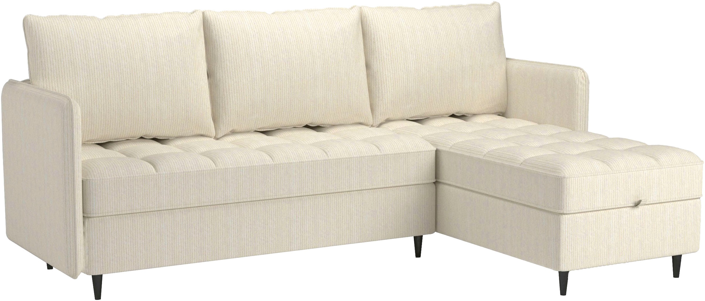 Dorel Home Ecksofa »LINDHUS, L-Form, 4 verschiedene Stellvarianten, Lounge-Sofa,«, Wohnlandschaft, mit Recamiere, grosser Bettkasten, Cord, Chenille