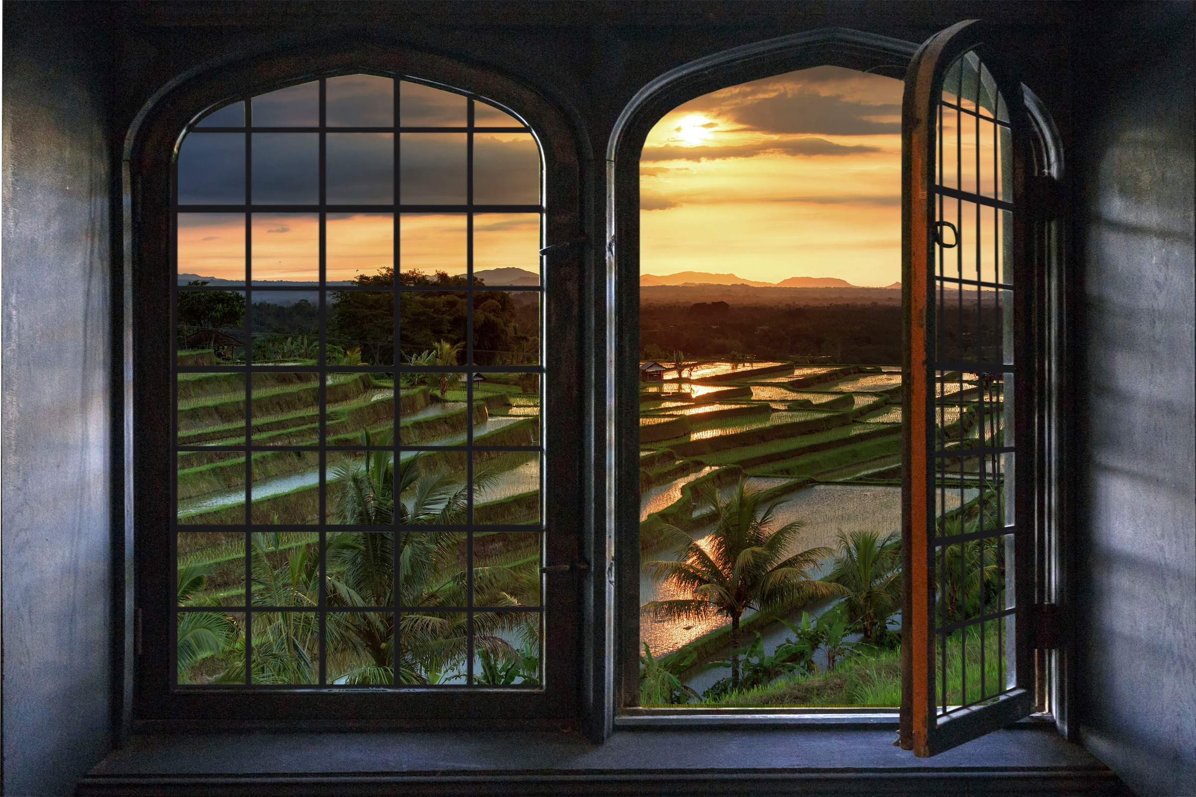 Image of queence Wandsticker "Reisfelder" Wandsticker, Wandbild, selbstklebend, 3D, Fenster