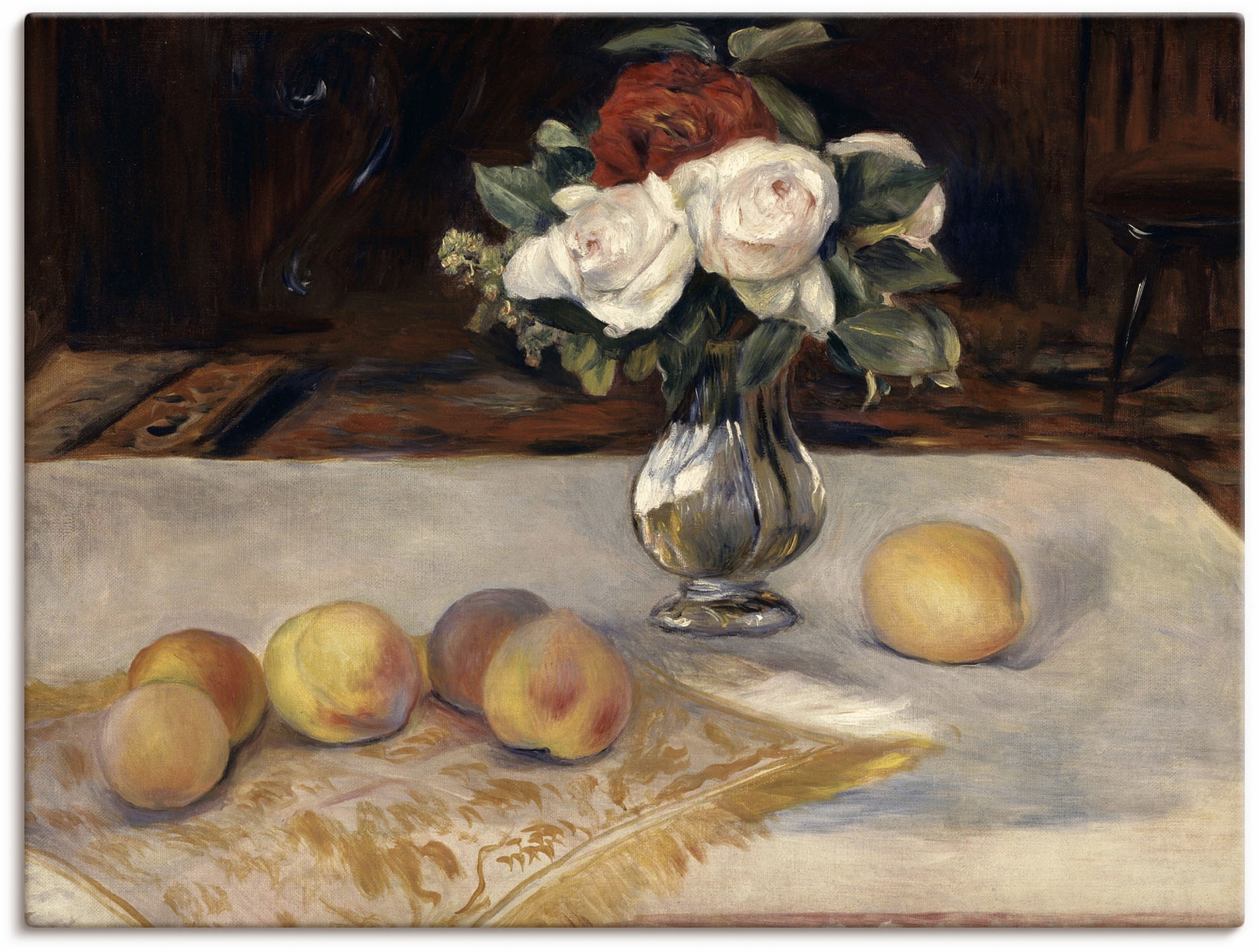 Image of Artland Wandbild »Stillleben mit Pfirsichen«, Arrangements, (1 St.), in vielen Grössen & Produktarten - Alubild / Outdoorbild für den Aussenbereich, Leinwandbild, Poster, Wandaufkleber / Wandtattoo auch für Badezimmer geeignet bei Ackermann Versand Schwei