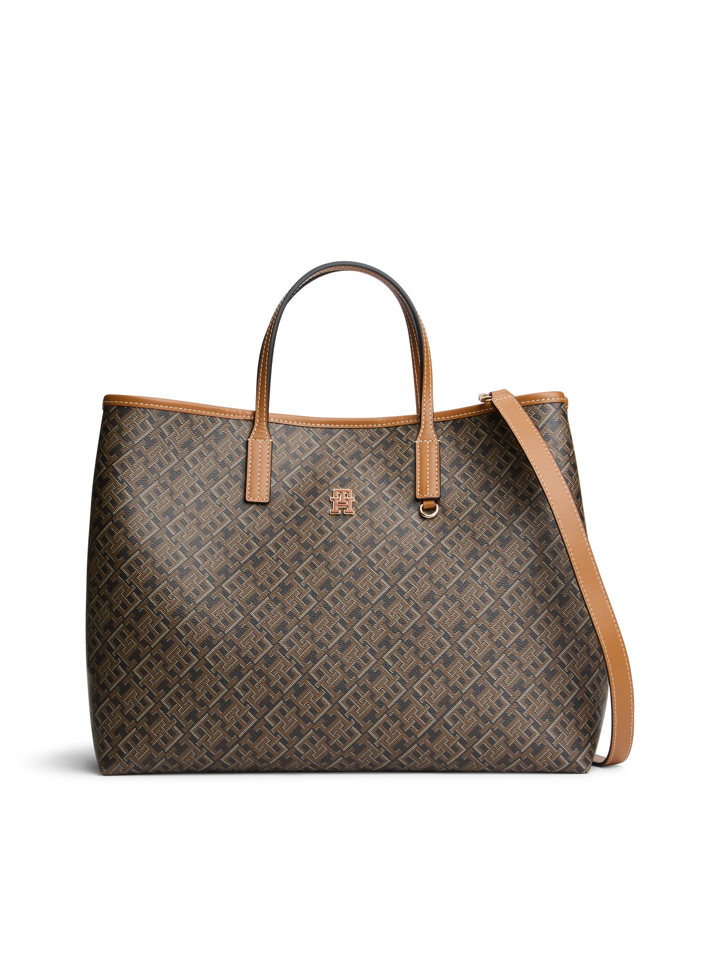 Image of Tommy Hilfiger Handtasche "TH MONOPLAY SATCHEL" Damen Umhängetasche, Schultertasche mit Allover-TH-Logoprint