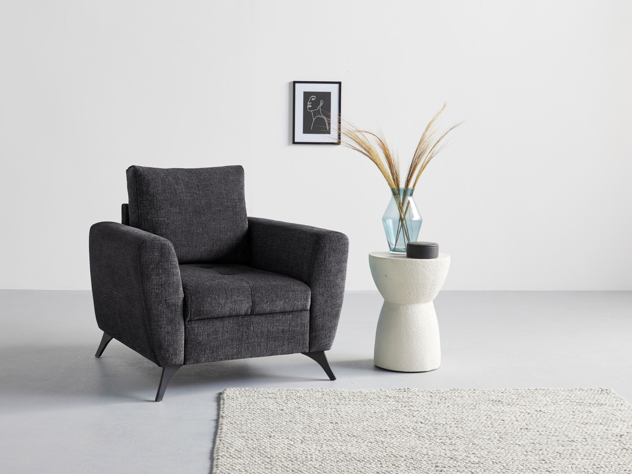 INOSIGN Sessel »Lörby«, auch mit Aqua clean-Bezug, feine Steppung im Sitzbereich, lose Kissen