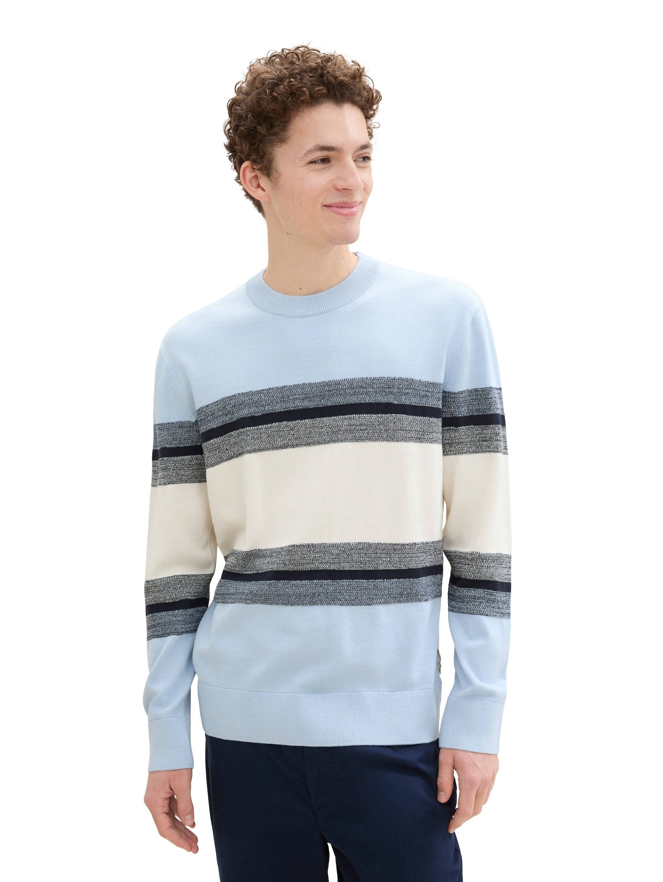 TOM TAILOR Denim Strickpullover, mit Blockstreifen