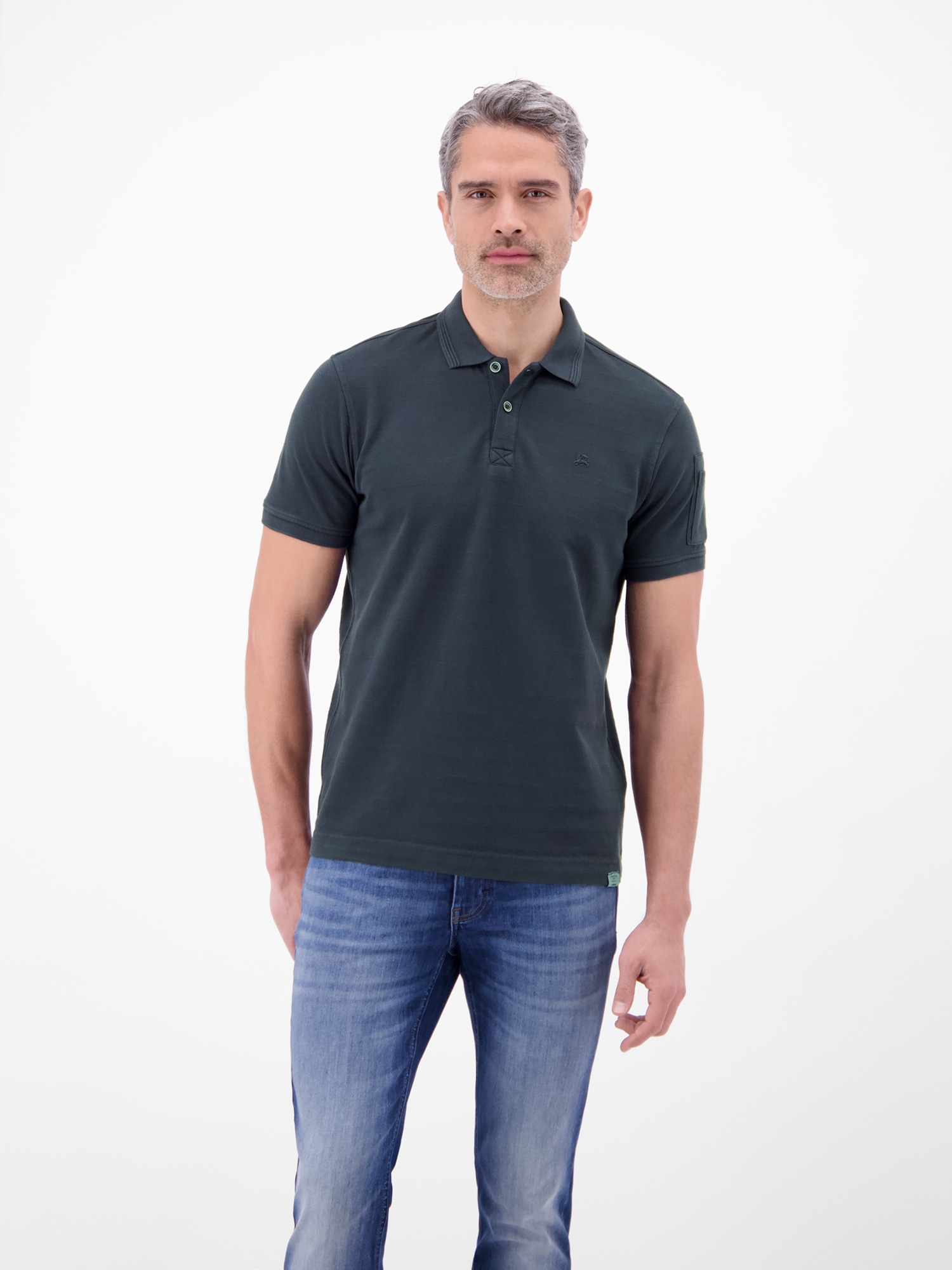 Image of LERROS Poloshirt "Poloshirt, unifarben aus gestreiftem Piqué-Gewebe"