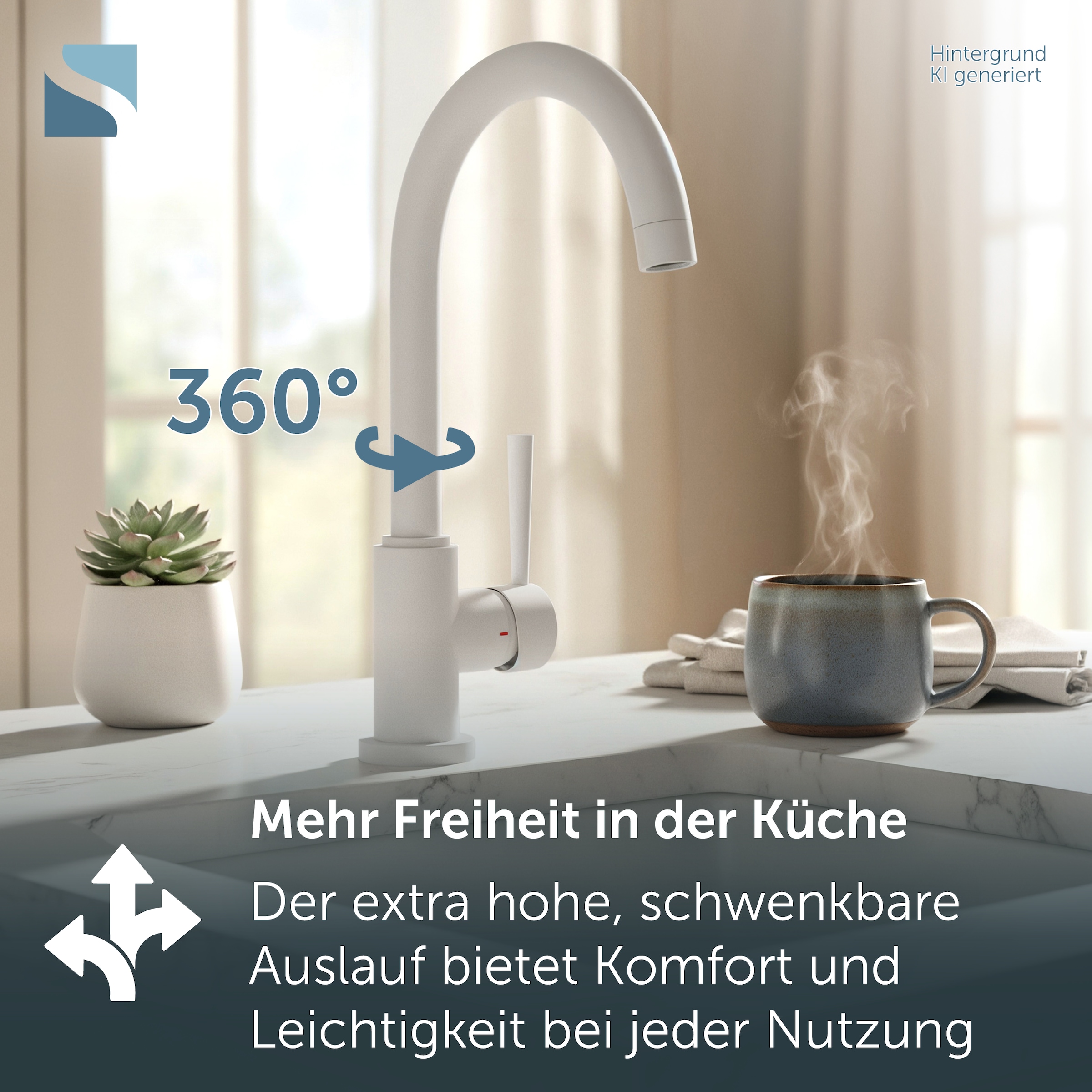 Schütte Spültischarmatur »CORNWALL« Küchenarmatur, rund, Cold-Start, 360° schwenkbar, Marken-Mischdüse