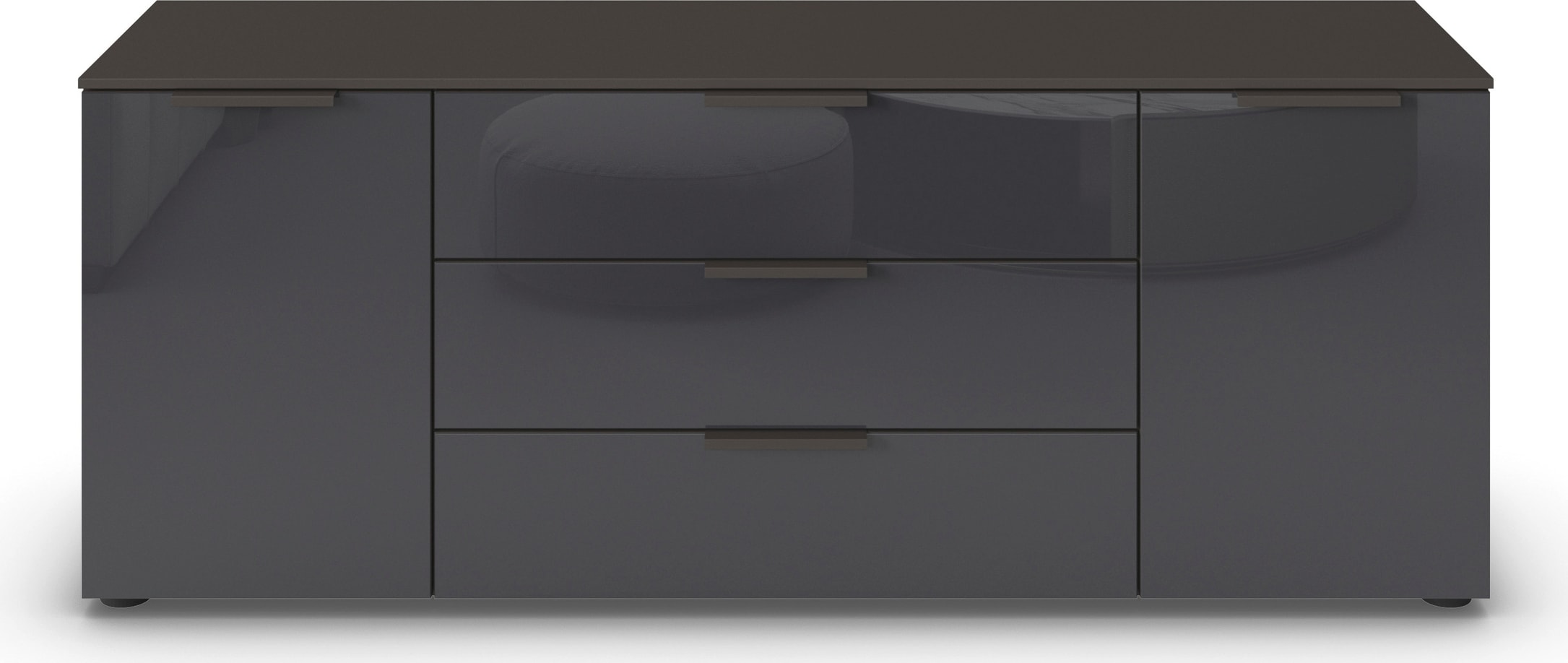rauch Commode à tiroirs »Kommode Türkommode Sideboard Kombikommode FLIPP mit Glasfront« Largeur 160 cm avec 2 étagères,  2 portes avec 3 tiroirs et fonction soft-close ainsi que façade en verre