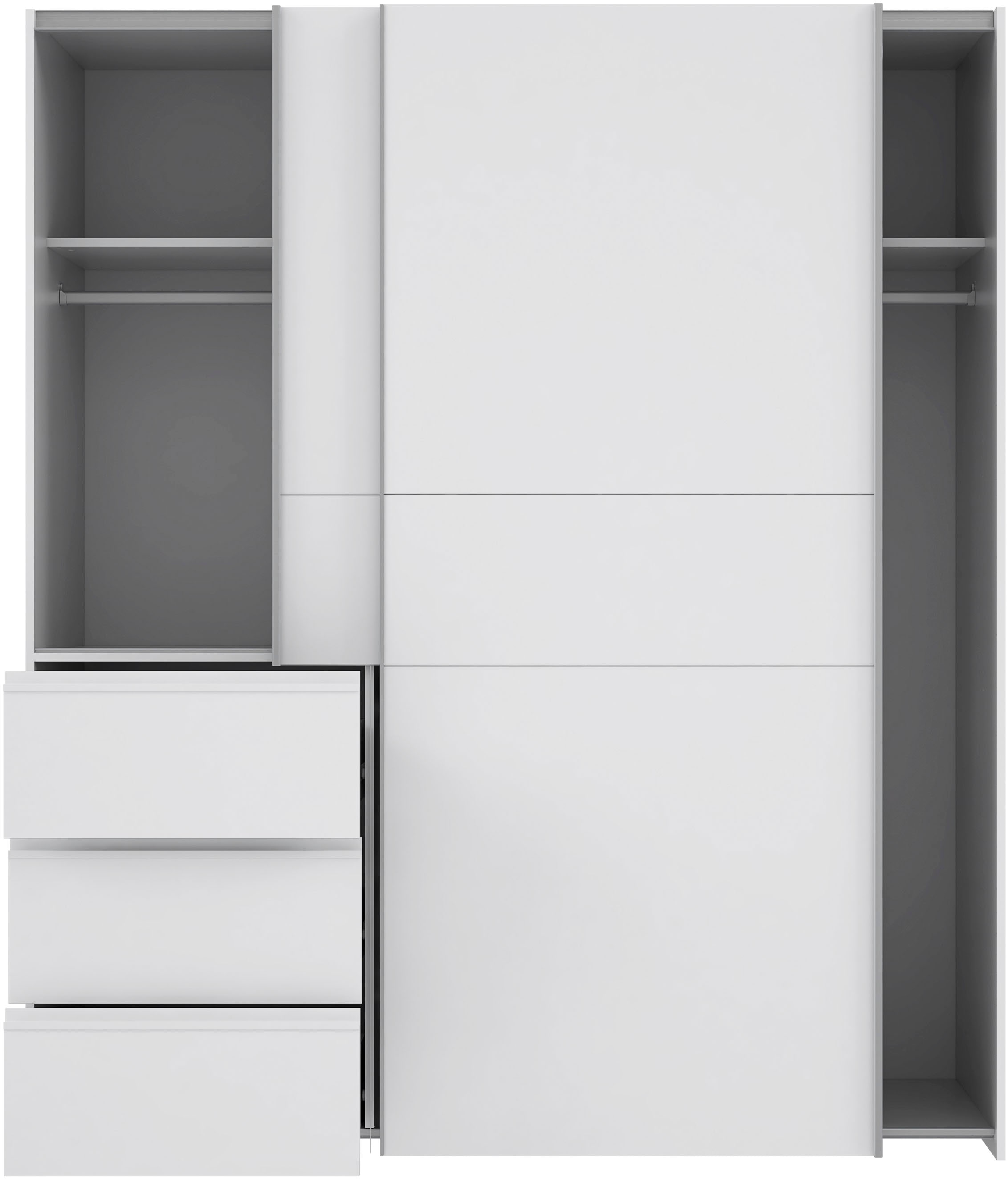 FORTE Schwebetürenschrank »Winn, Schiebetürenschrank mit 3 Schubladen, Made in Europe« In 2 Grössen erhältlich - B/H/T ca. 170x200,5x61cm und 200x200,5x61cm,  verschiedene Grössen und Farben, sehr viel Stauraum