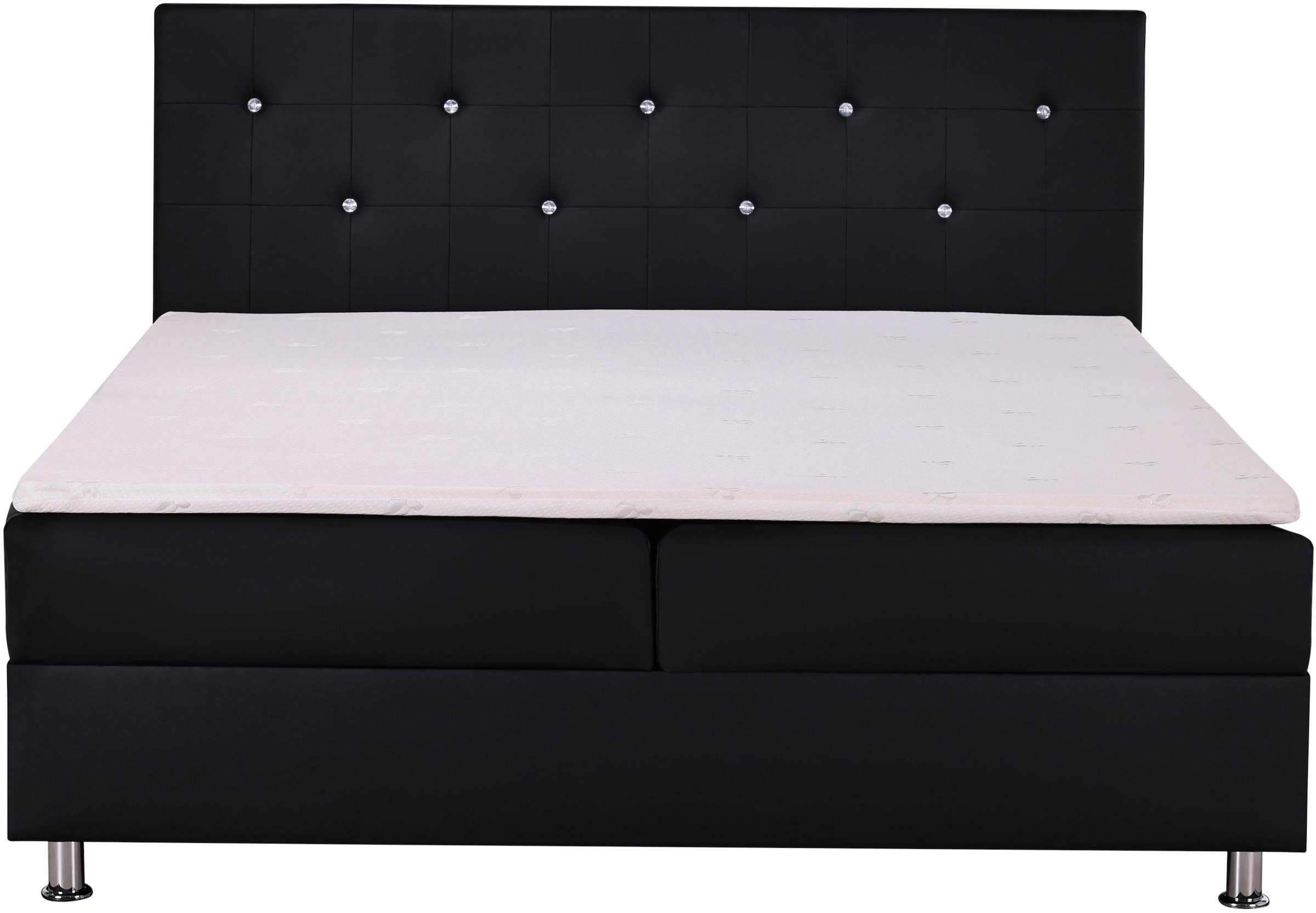 Home affaire Boxbett »Big Noux aus schwarzem Kunstleder mit Kristallsteinen im Kopfteil« inkl. Bettkasten, erhältlich in der Grösse 180x200cm