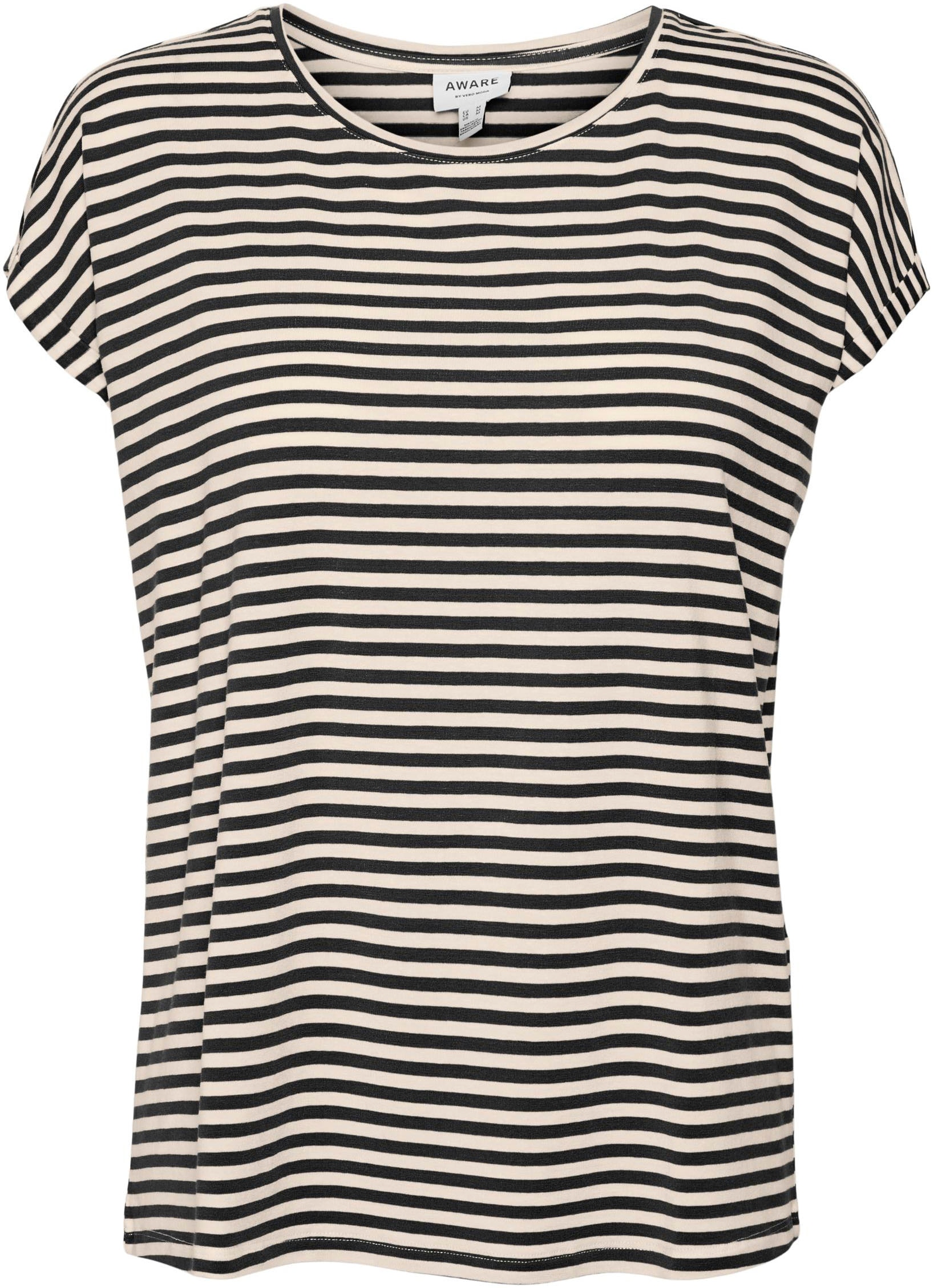 Vero Moda Rundhalsshirt »VMAVA PLAIN SS TOP STRIPE GA JRS NOOS«