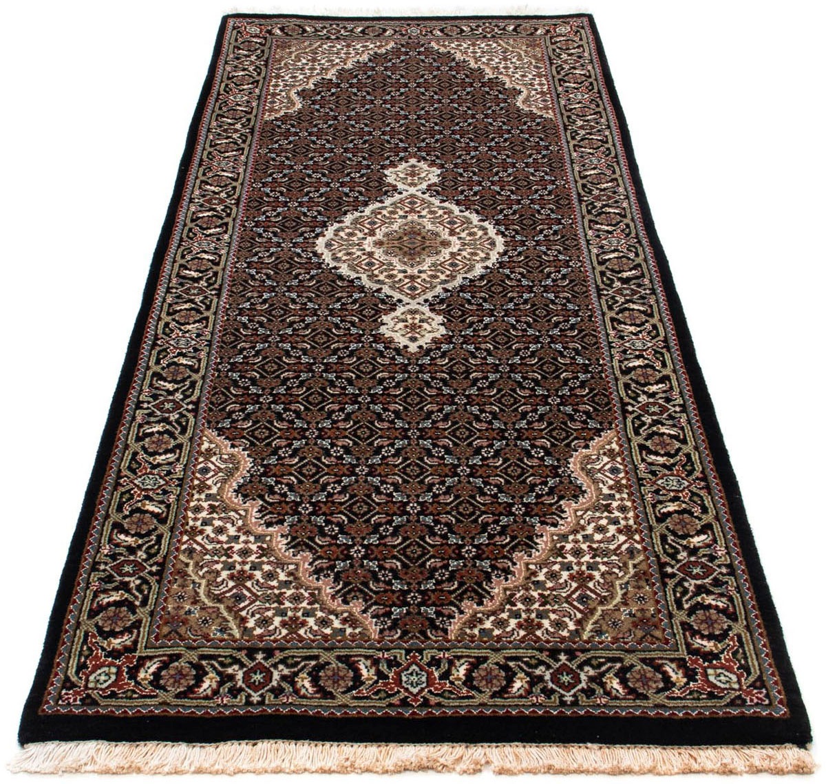 Image of morgenland Hochflor-Läufer »Täbriz Medaillon Blu scuro 195 x 79 cm«, rechteckig, 0,8 mm Höhe, Handgeknüpft bei Ackermann Versand Schweiz