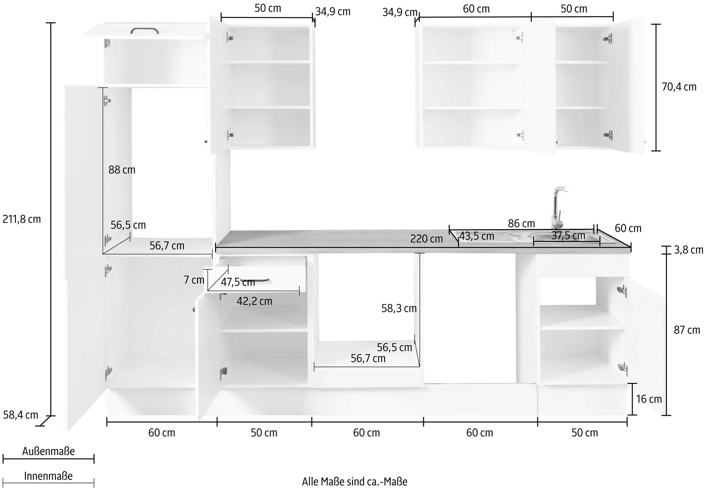 OPTIFIT Küchenzeile »Elga«, Premium-Küche mit Breite kaufen jetzt Soft-Close-Funktion, Vollauszug, 280 cm