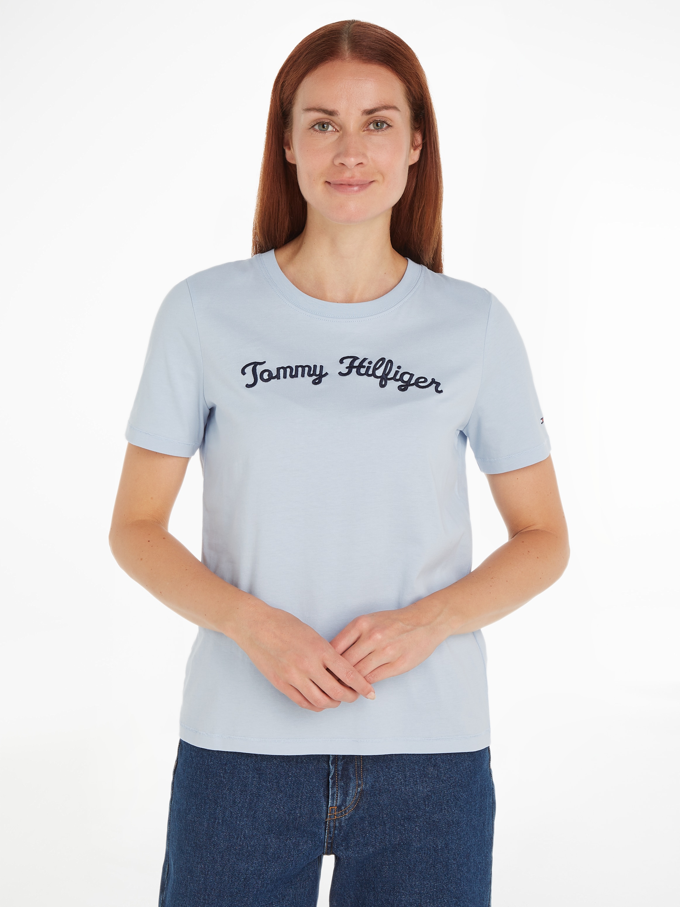 Image of Tommy Hilfiger Kurzarmshirt "REG SCRIPT C-NK SS" mit Tommy Hilfiger Script Logo-Schriftzug