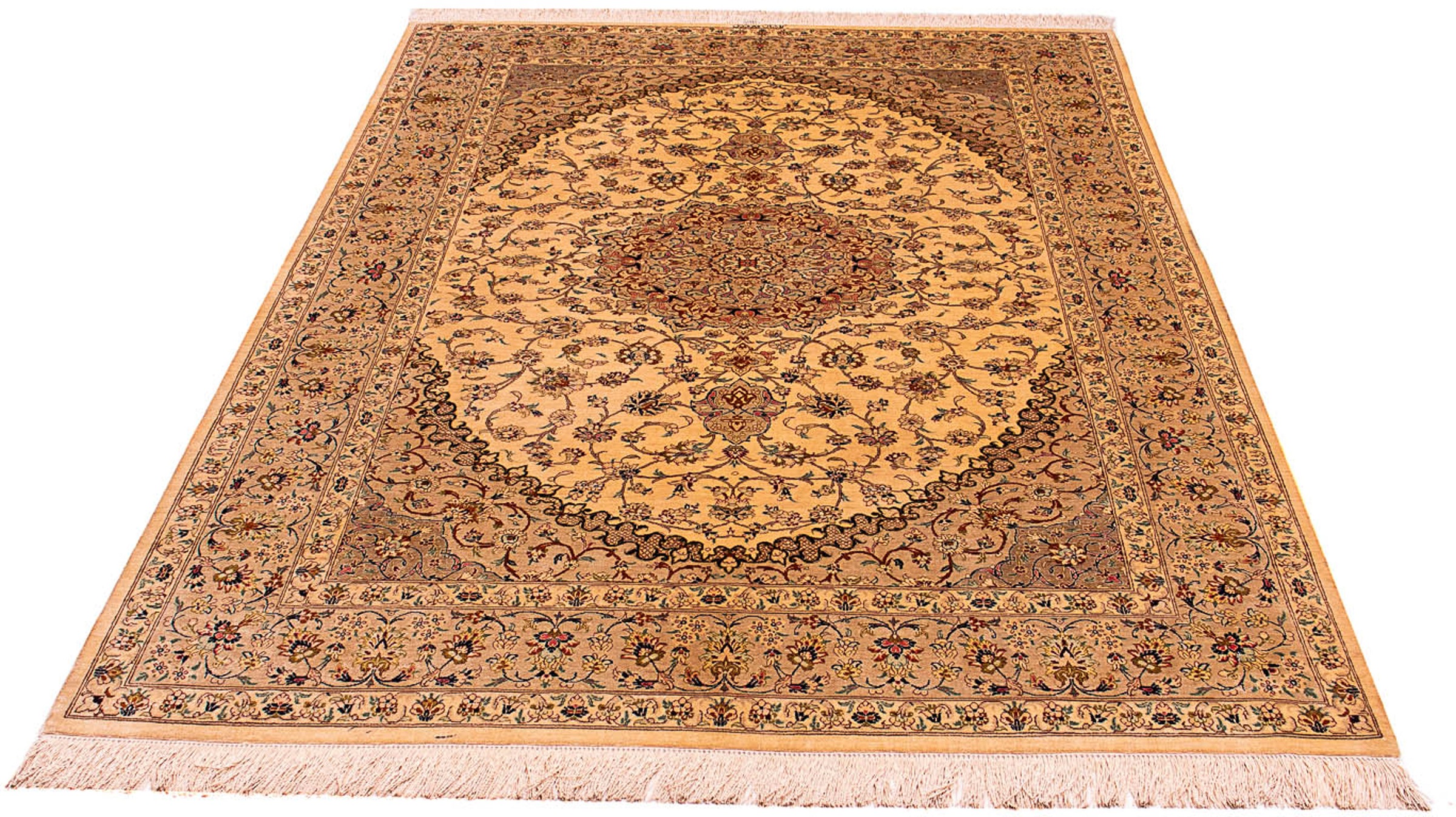 Image of morgenland Orientteppich »Perser - Ghom - 200 x 133 cm - beige«, rechteckig, 10 mm Höhe, Wohnzimmer, Handgeknüpft, Einzelstück mit Zertifikat bei Ackermann Versand Schweiz