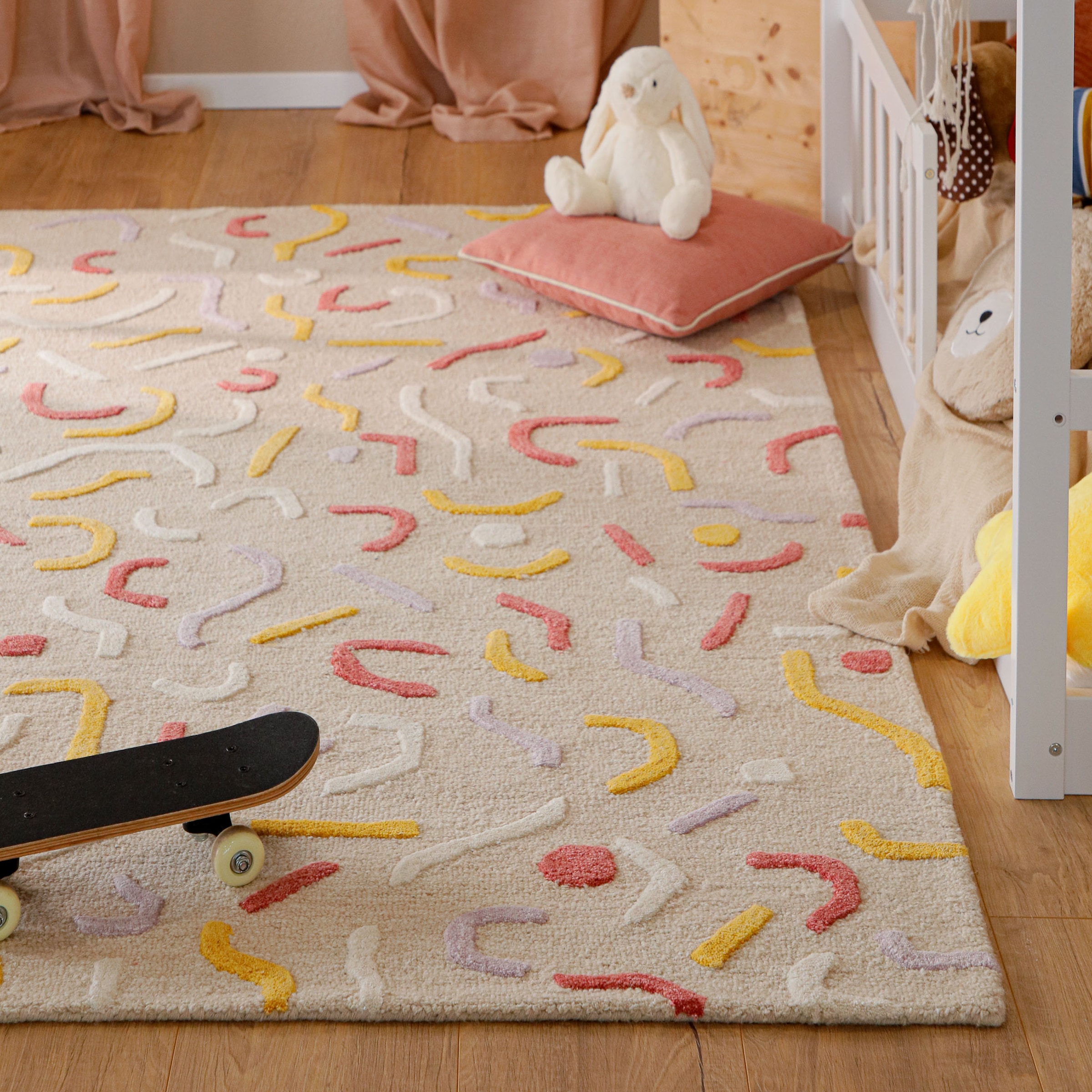 SMART KIDS Tapis pour enfants »Confetti 2.0« Rectangulaire 16 mm Höhe Kinder- & Spielteppich, Hoch-Tief-Effekt, Schurwolle, Kinderzimmer