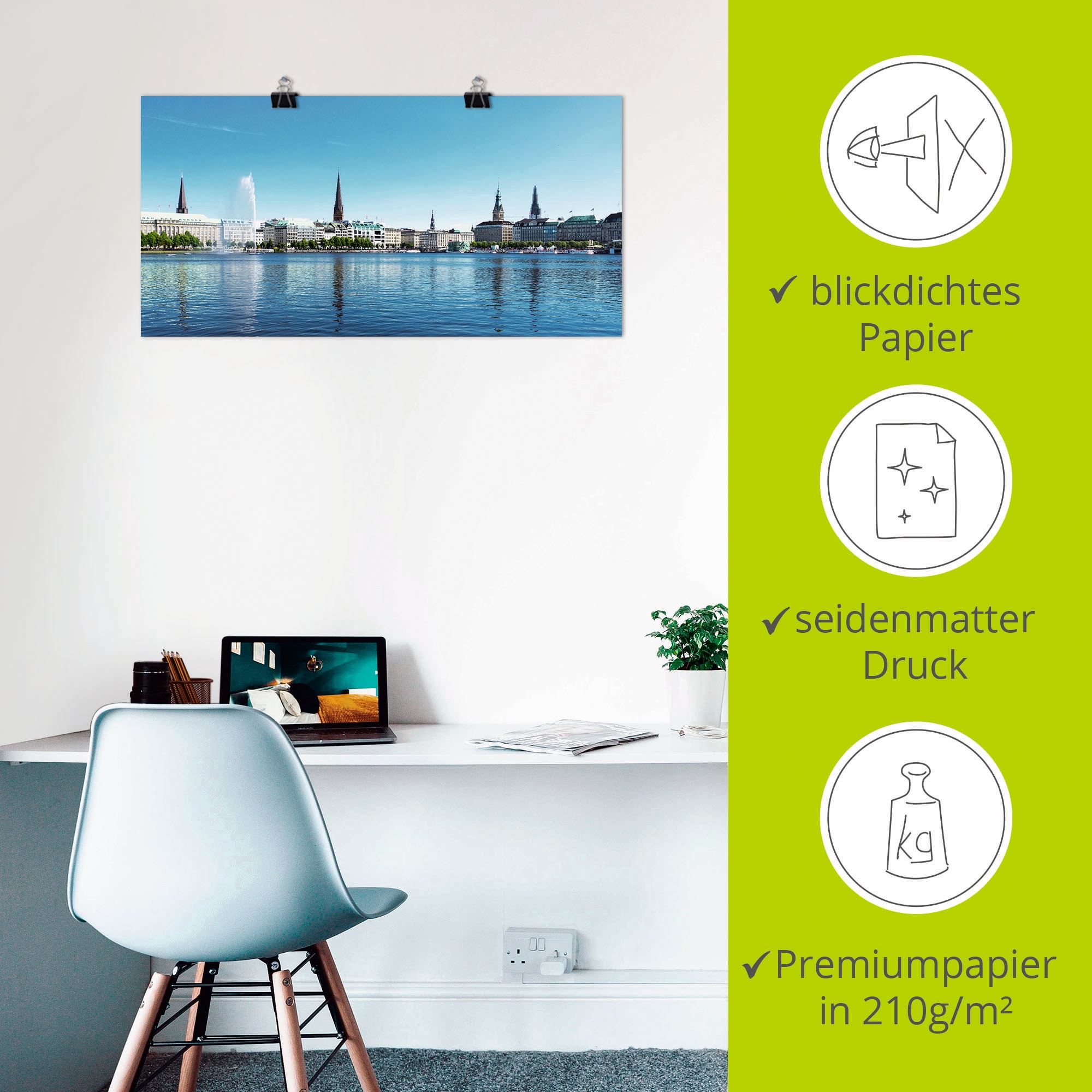 Artland Poster »Hamburg Alsterpanorama« 1 cuis tlg. ohne Rahmen