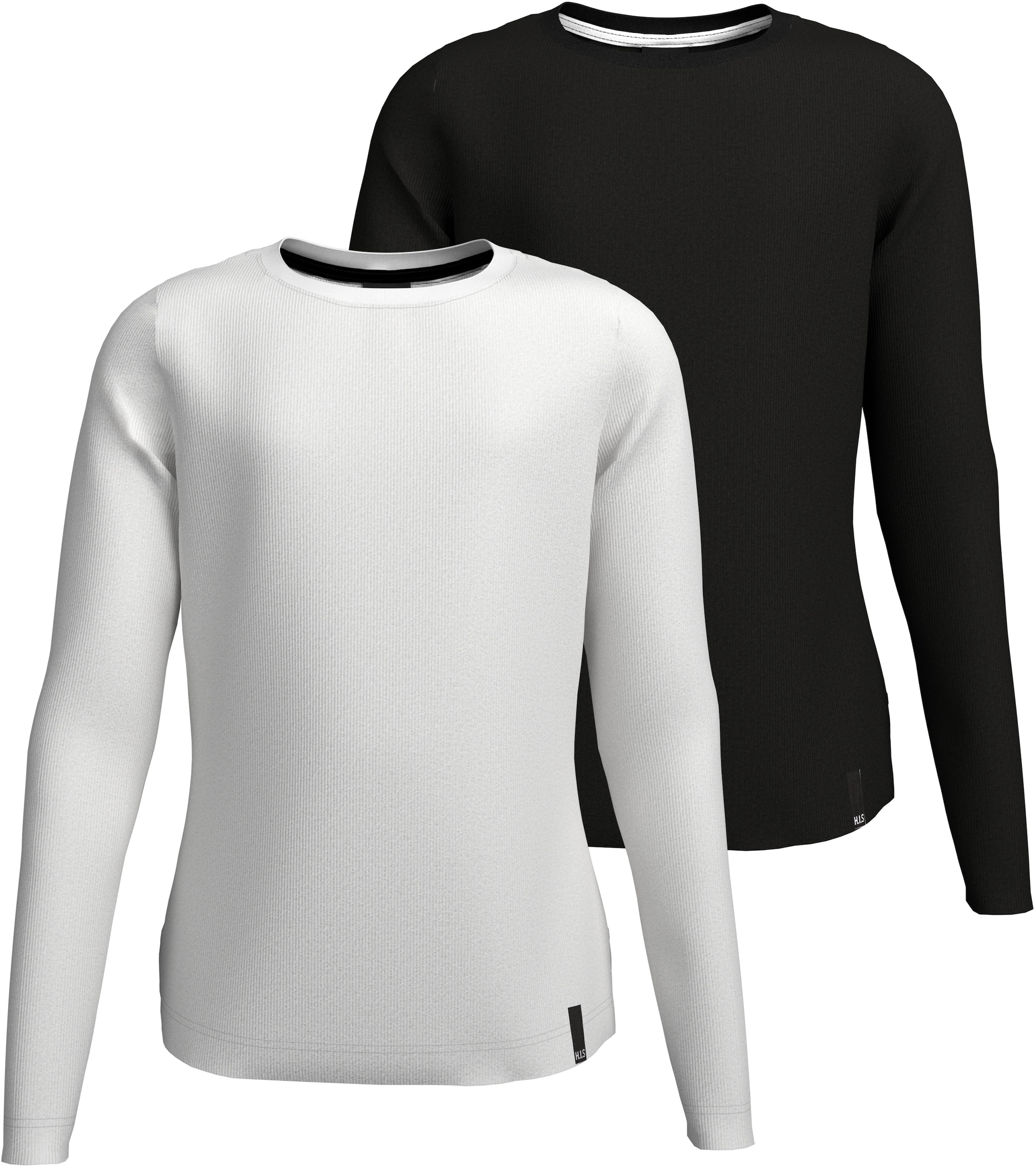 Image of H.I.S Langarmshirt "2er Packung Shirts aus Rippware für Mädchen" Packung, 2, 2 Stk. Für TEENS. 2er Pack Basic Langarmshirts