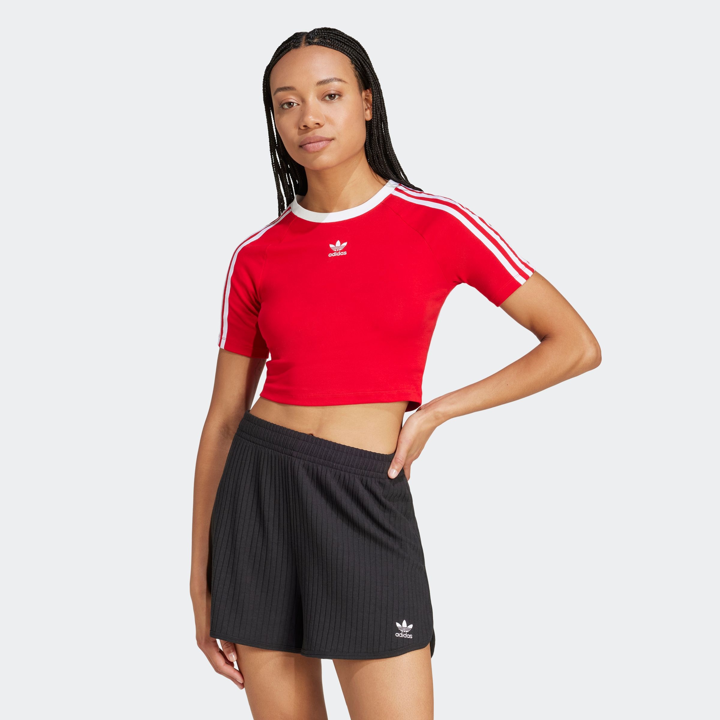 Image of adidas Originals T-Shirt "3-STREIFEN BABY" sportlicher Stil, cropped, mit drei Streifen, aus Baumwollmix