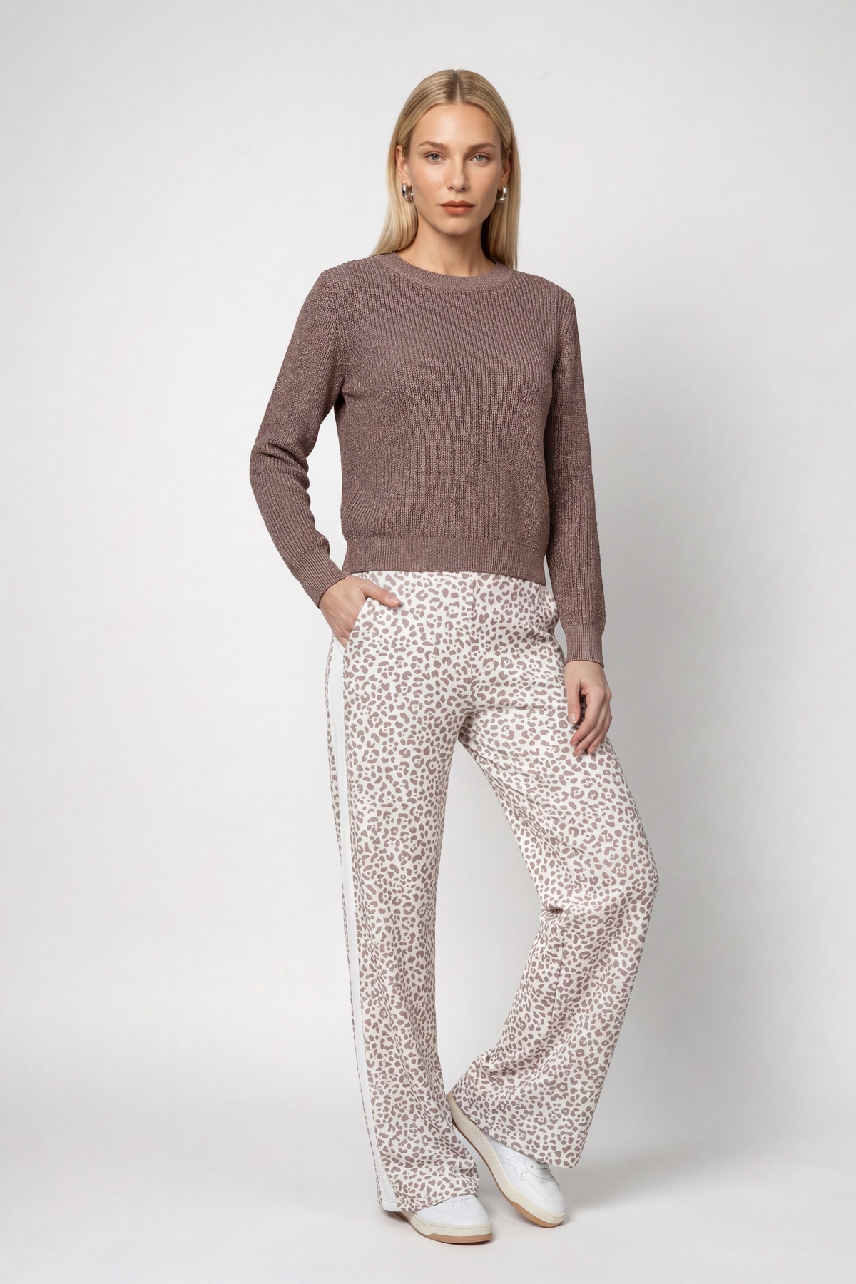Monari Pull à col rond »Pullover Basic Lurex« Coupe régulière avec col rond