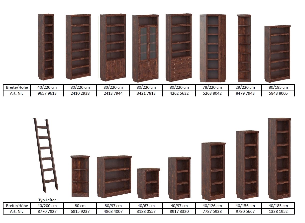 GOODproduct Vitrines »Soeren Regal mit 2 Glastüren und 2 Holztüren, B/TH: 80/29/220 cm« Pin FSC® certifié, 1 compartiment ouvert, 6 compartiments derrière les portes