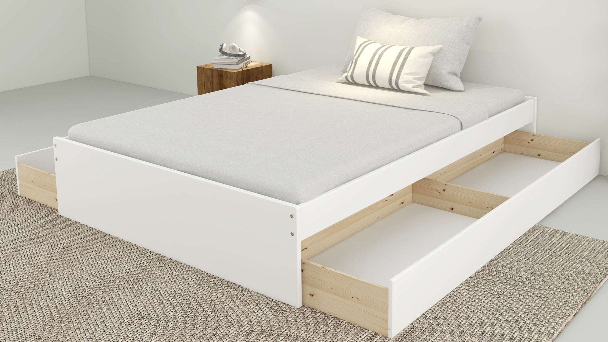 OTTO home Bett »Magdala«, (Breite/ Belastbarkeit: 120cm/200 KG, 90cm/ 100KG), aus MDF, Breite Liegefläche 140 cm, Bettkasten optional