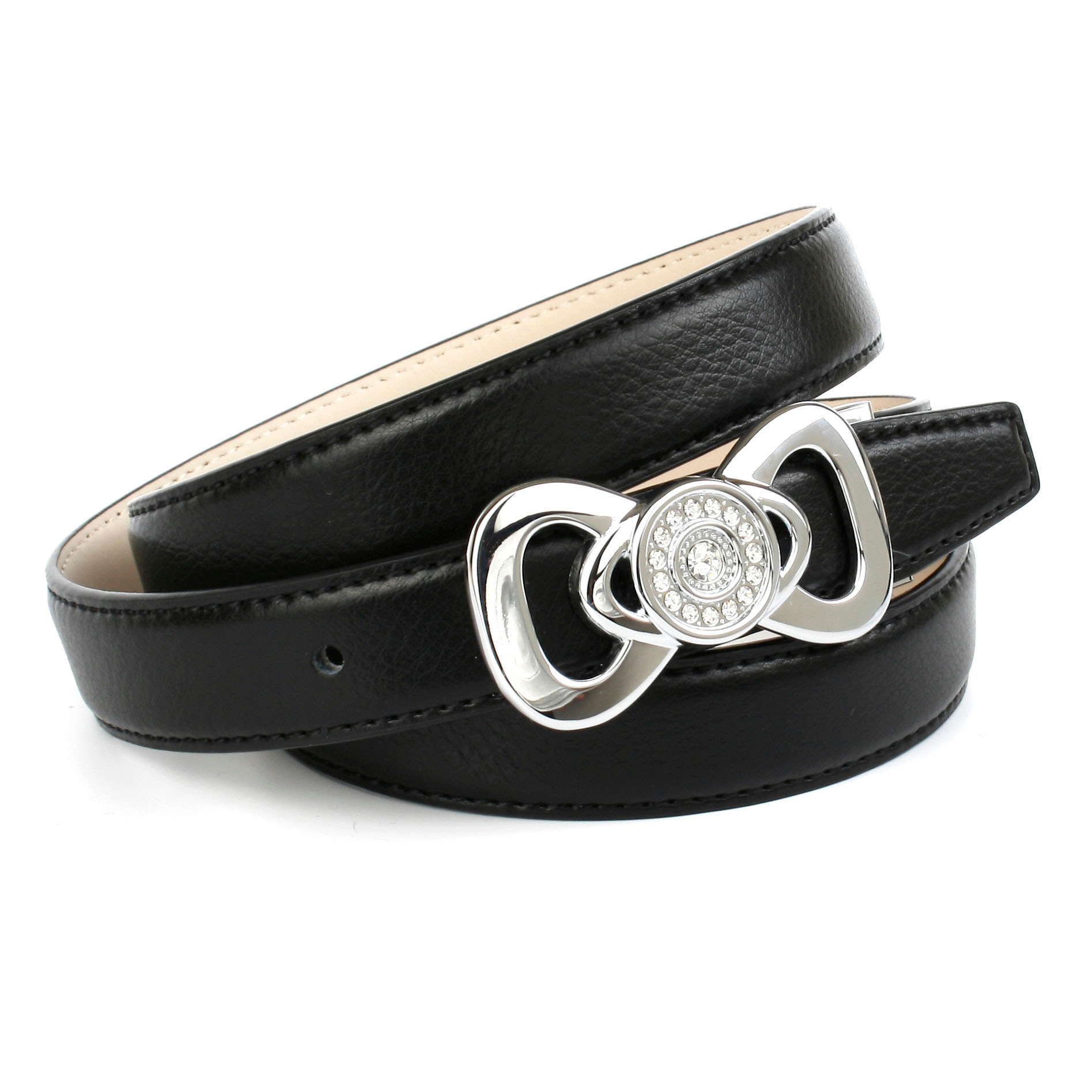 Image of Anthoni Crown Ledergürtel, Stilvoller Gürtel in schwarz, verzierte Schleifen-Koppelschliesse mit Klemmsystem bei Ackermann Versand Schweiz