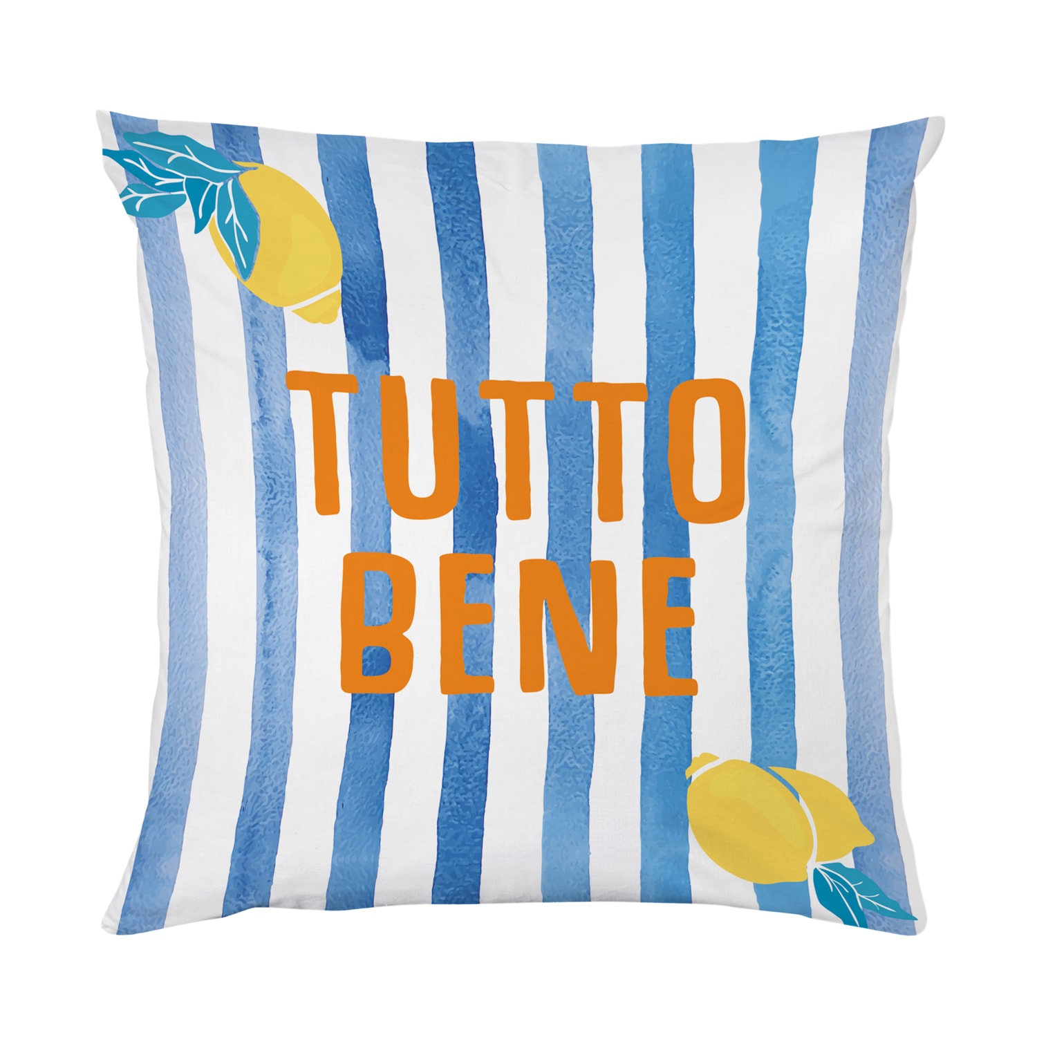 Image of queence Dekokissen "Tutto Bene blau weiss gestreift" Beidseitig bedruckte Kissenhülle, Kissen 40x40cm, inkl. Reissverschluss
