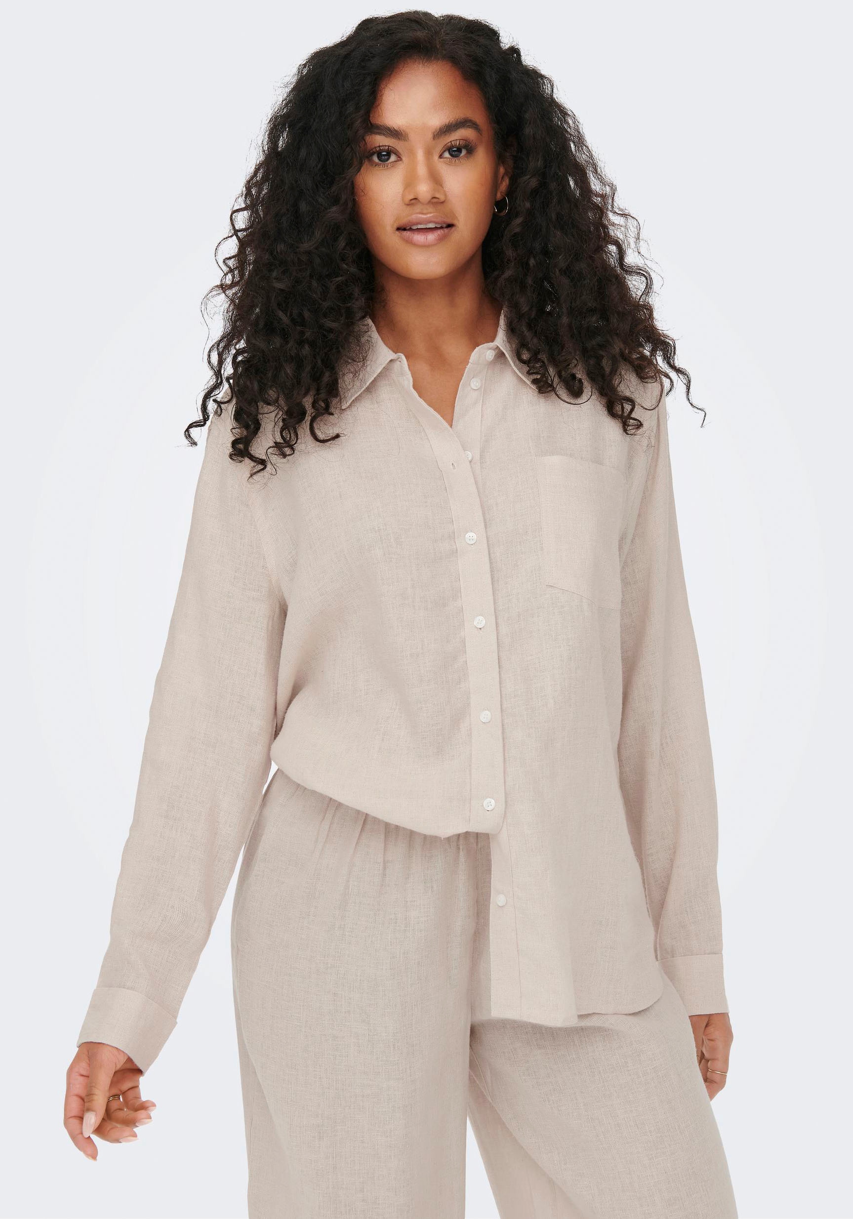 ONLY Longbluse »ONLTOKYO L/S LINEN BLEND SHIRT«, mit Leinen