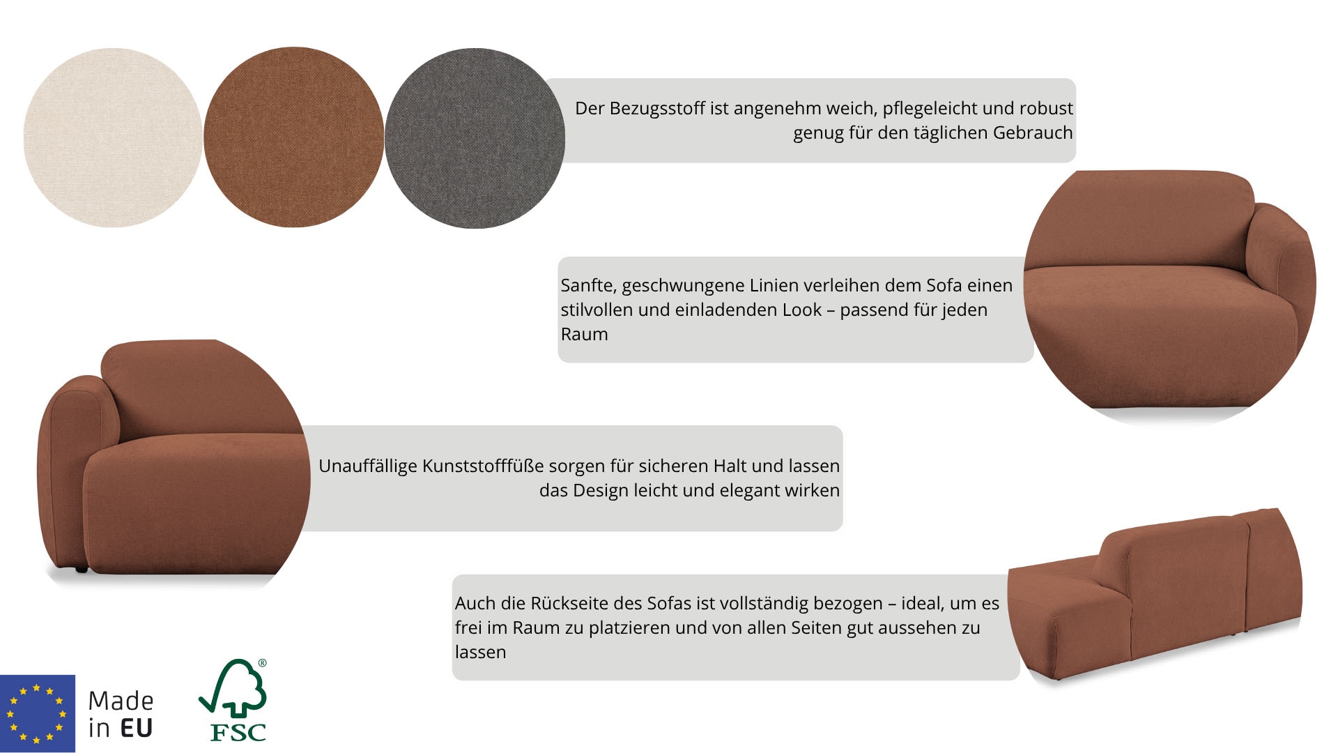 GOODproduct Canapé d'angle »Myrland Wohnlandschaft« largeur 310 cm, forme en L, chenille, tissu Easy Clean, avec mousse froide