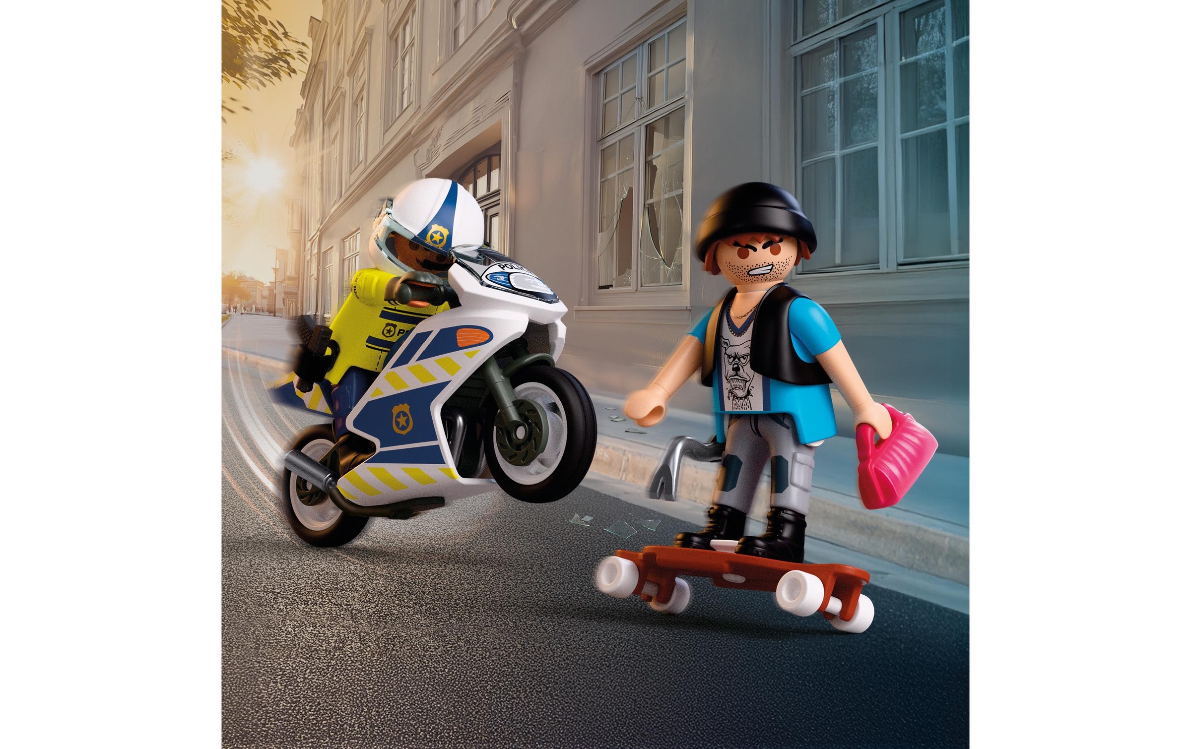 Playmobil® Jeu de construction »Verfolgungsjagd mit Motorrad (72079), City Action« Made in Europe