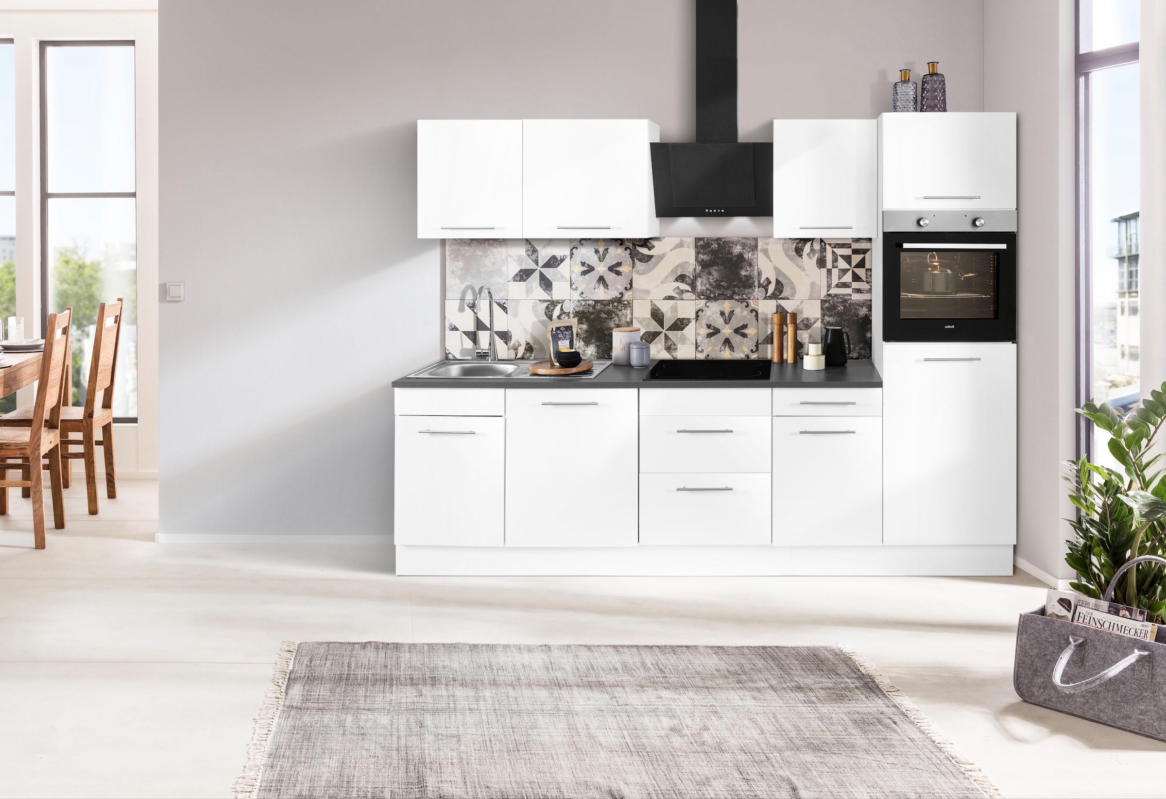 wiho Küchen Küchenzeile »Ela«, Breite 280 cm, Soft-Close-Funktion, höhenverstellbare Füsse