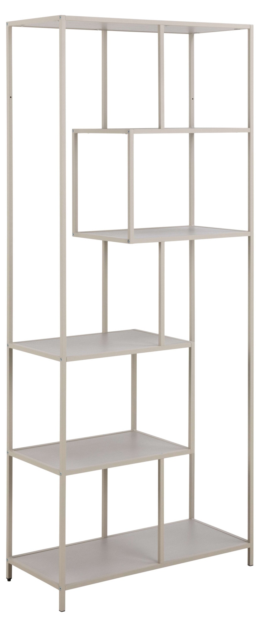 Image of ACTONA GROUP Bücherregal "Seaford, Standregal, Regal, Raumteiler" 77x35x185 cm, grauer Stahlrahmen, asymmetrisch, Breite 77 cm