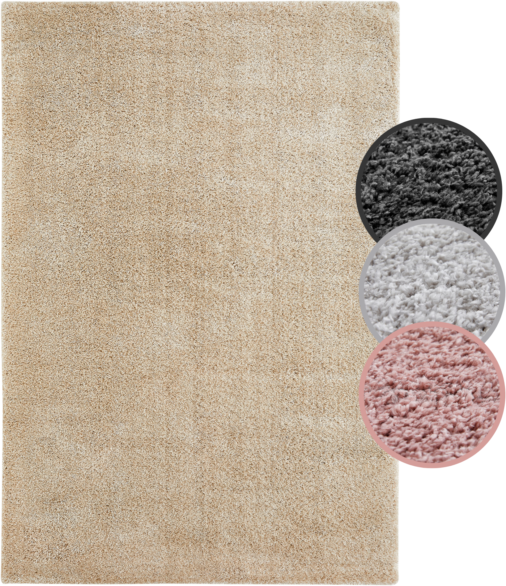 GOODproduct Hochflor-Teppich »Canberra« rechteckig 40 mm Höhe Uni Farben, weich & kuschelig, Wohnzimmer, Schlafzimmer