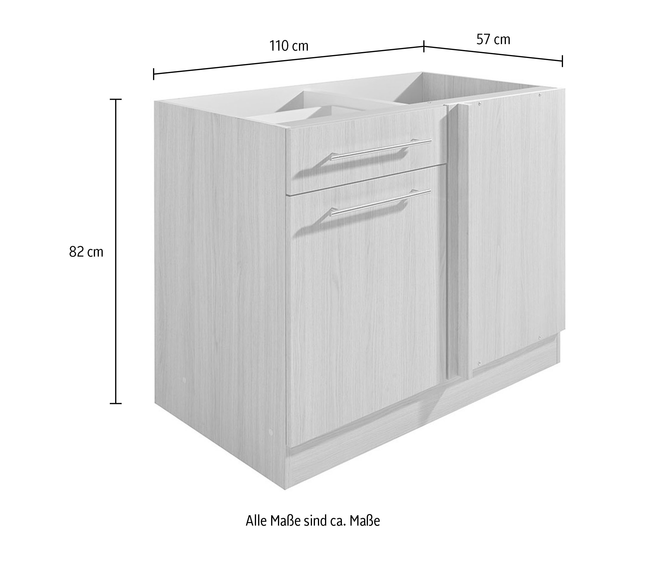 wiho Küchen Eckunterschrank »Filo« 100 cm breit, Planungsmass 110 cm, ohne Arbeitsplatte